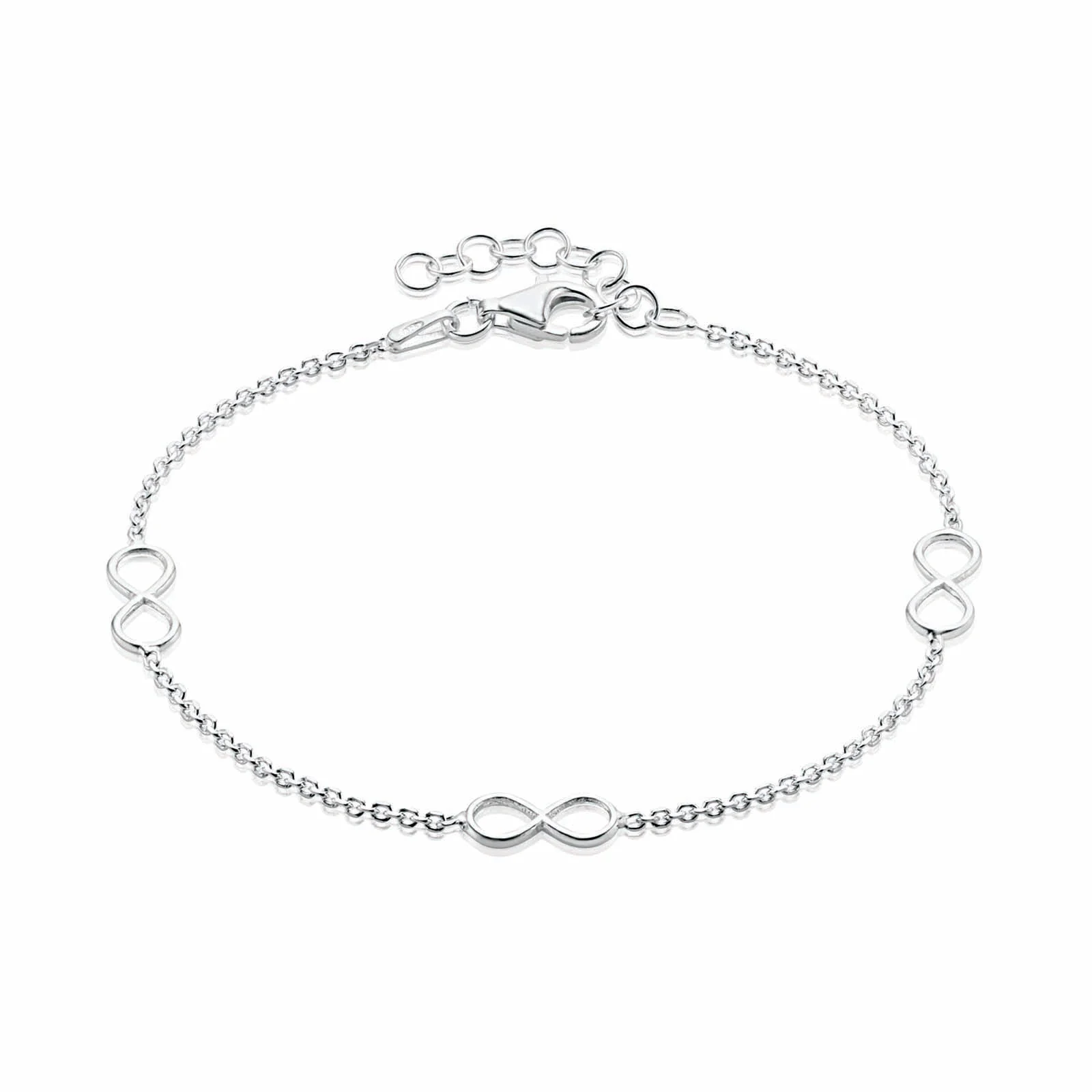 Sterling Silver 16-19cm Infinity Bracelet
