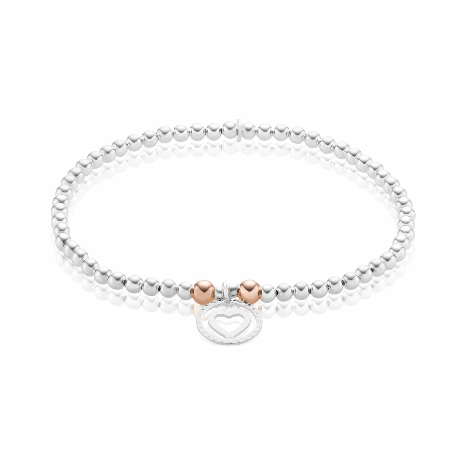 Sterling Silver & Rose Gold Plated Heart Bracelet