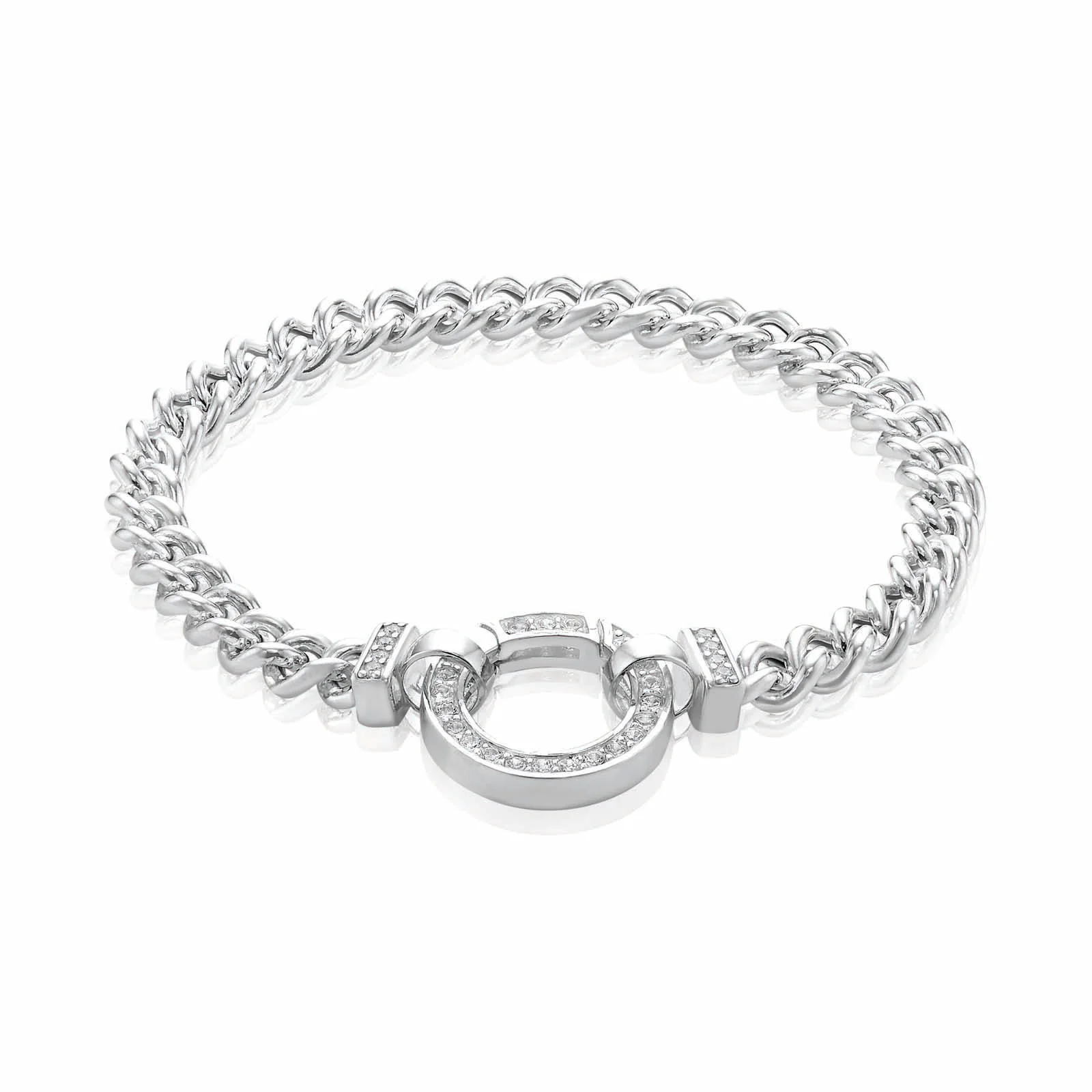 Sterling Silver 19.5cm White Cubic Zirconia Bracelet