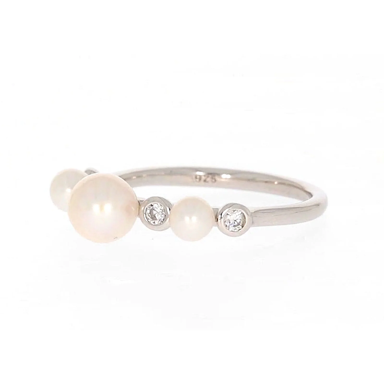 Sterling Silver Fresh Water Pear and Cubic Zirconia ring - Image 11