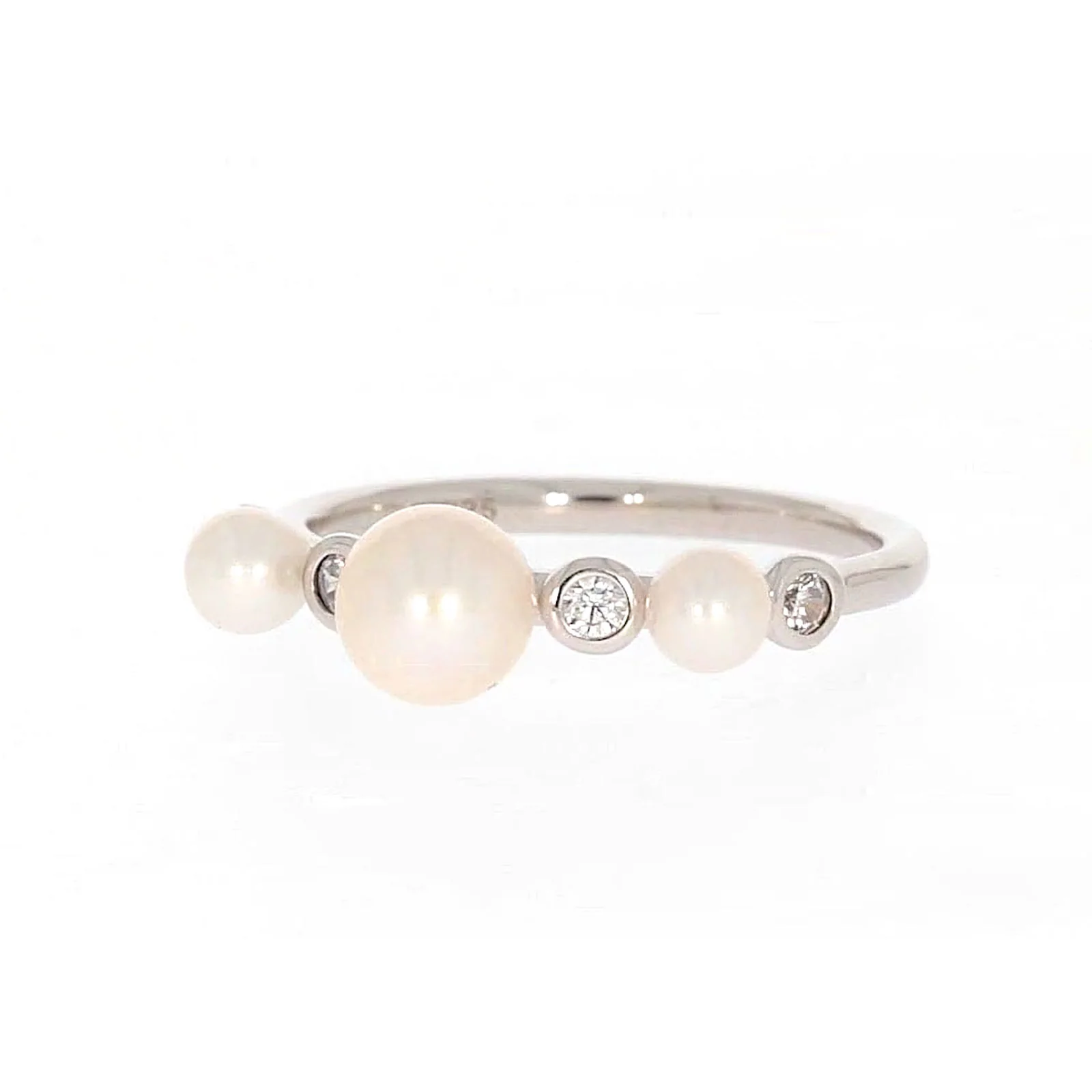 Sterling Silver Fresh Water Pear and Cubic Zirconia ring - Image 6