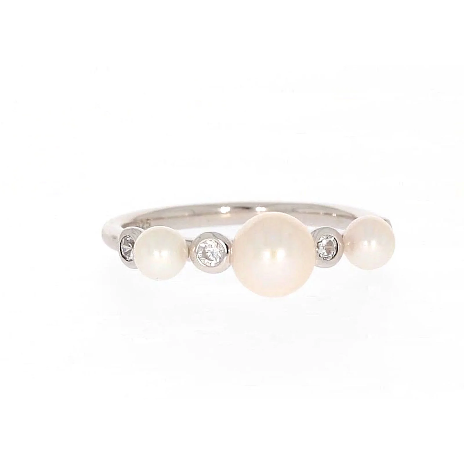 Sterling Silver Fresh Water Pear and Cubic Zirconia ring - Image 74