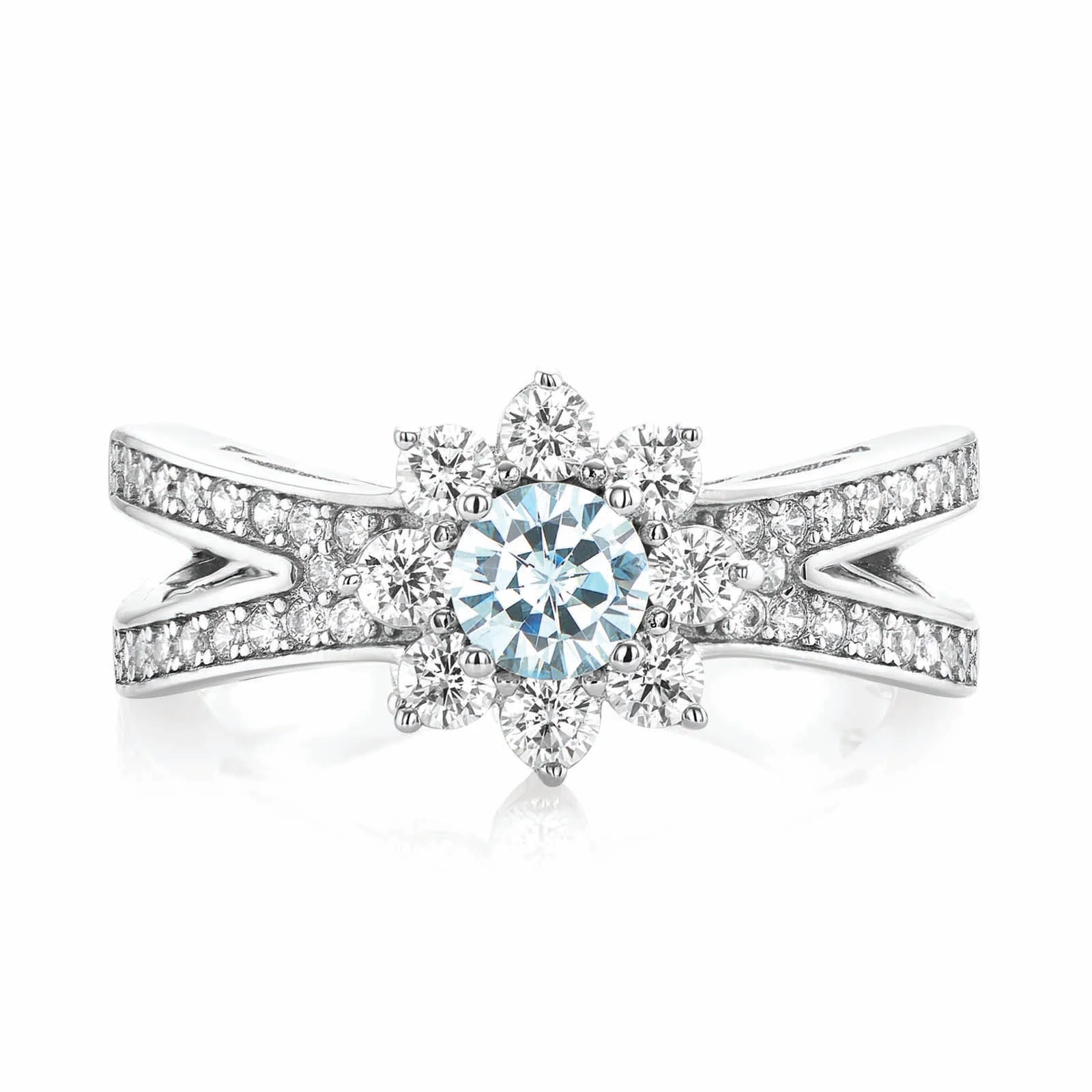 Sterling Silver Light Blue Cubic Zirconia Ring