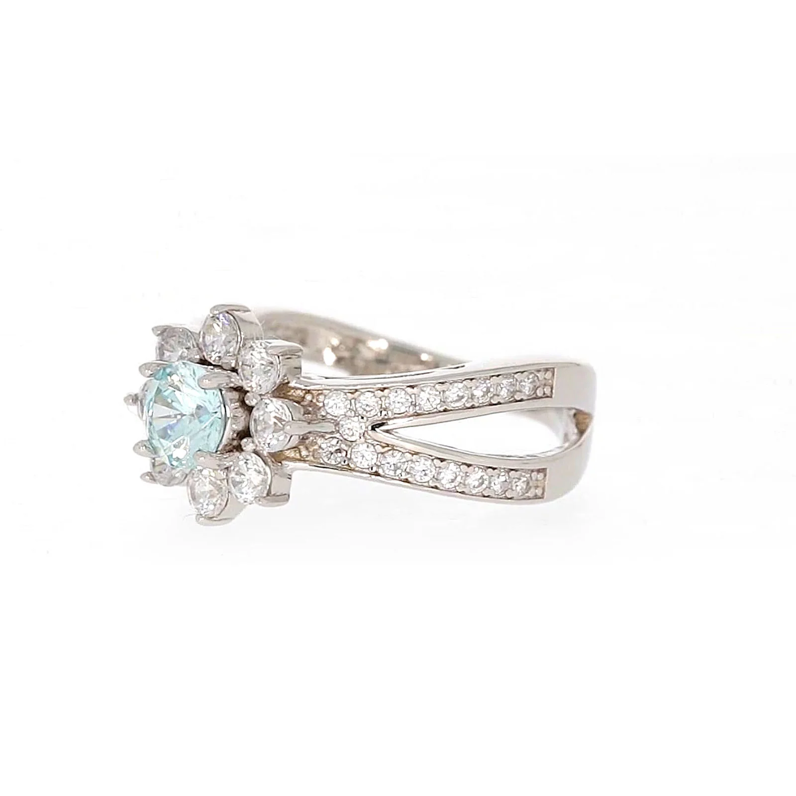 Sterling Silver Light Blue Cubic Zirconia Ring - Image 10