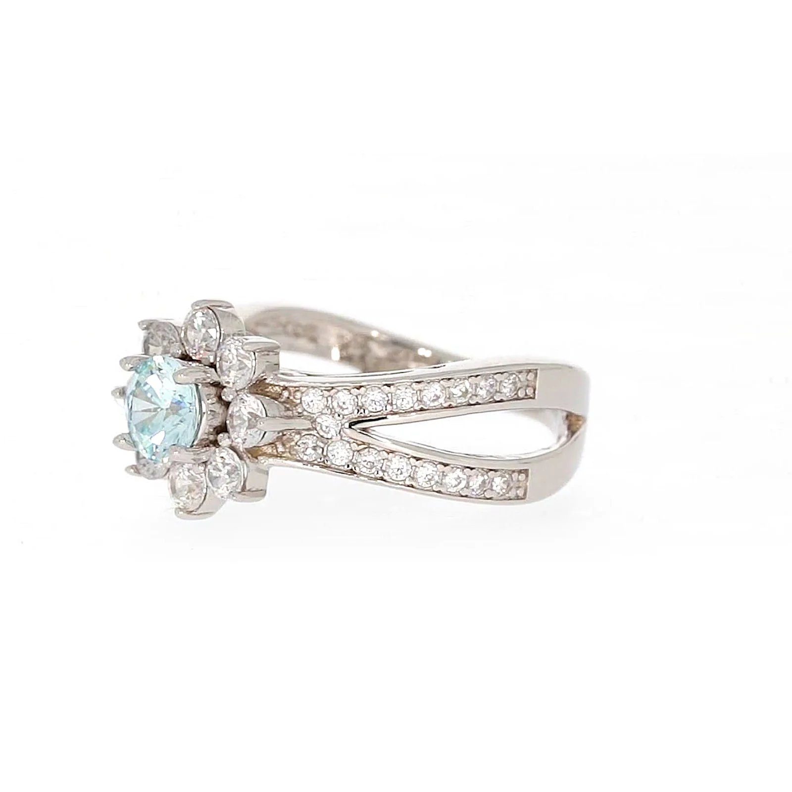 Sterling Silver Light Blue Cubic Zirconia Ring - Image 11