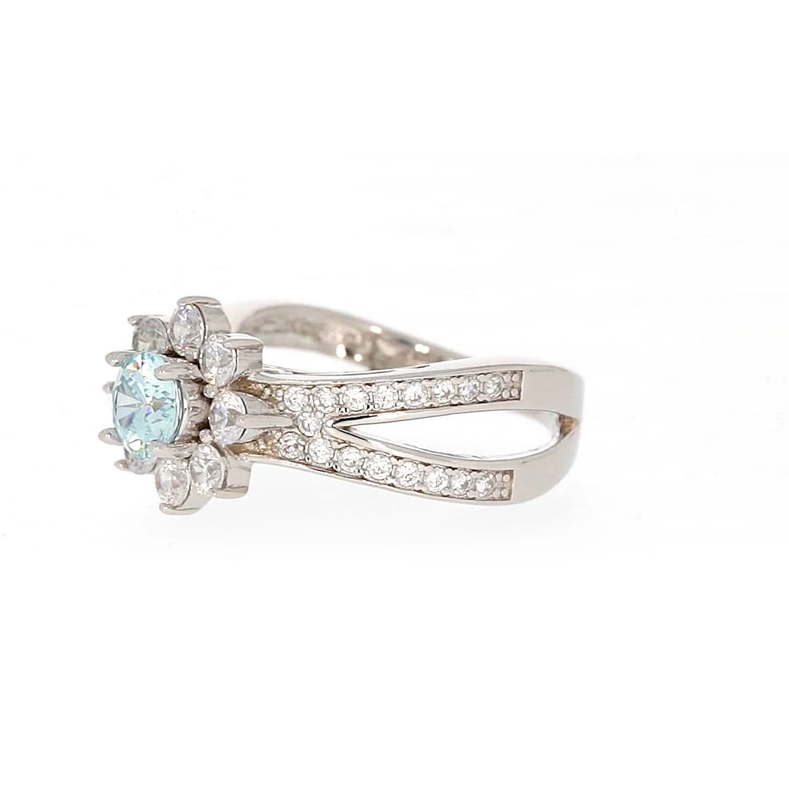 Sterling Silver Light Blue Cubic Zirconia Ring - Image 12