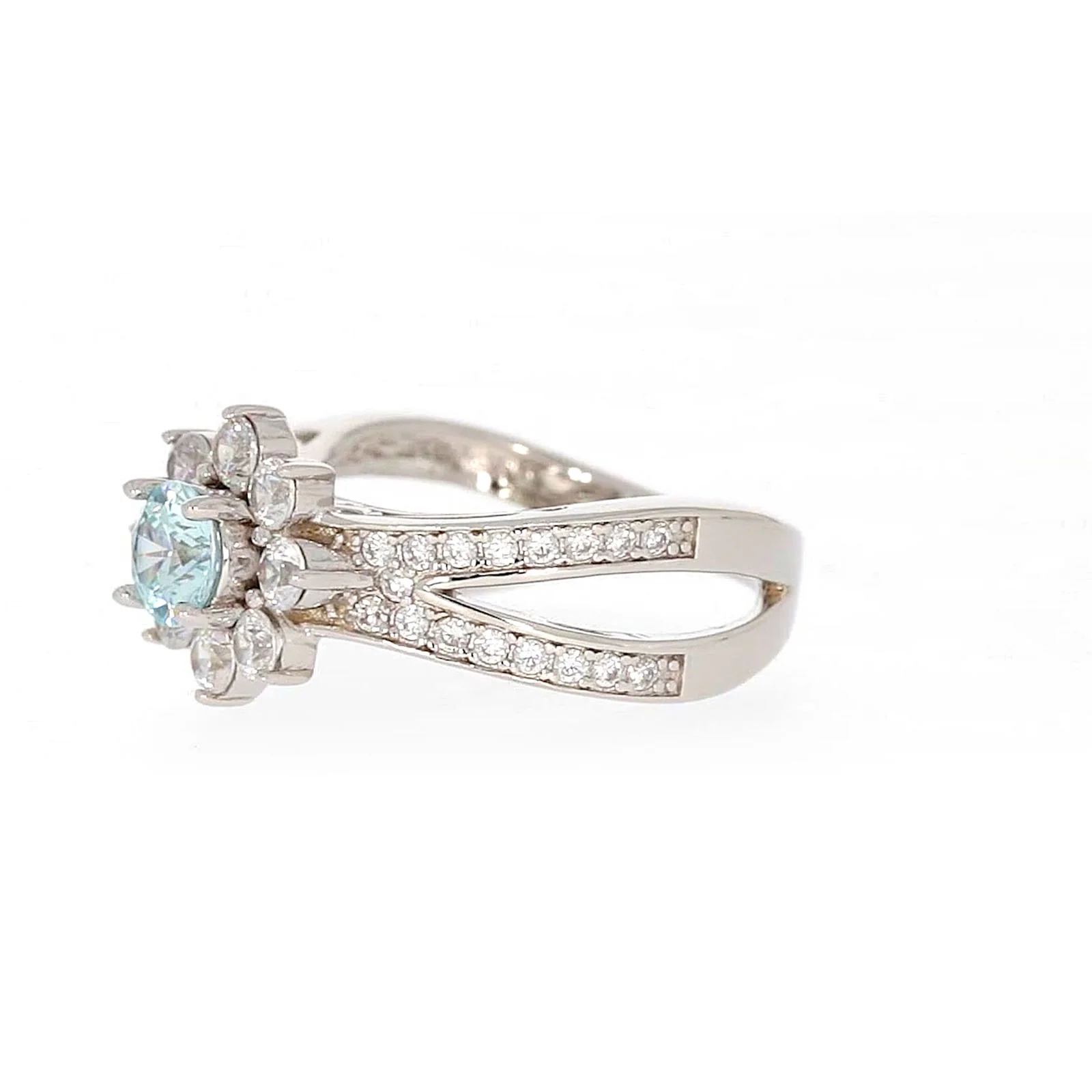Sterling Silver Light Blue Cubic Zirconia Ring - Image 13