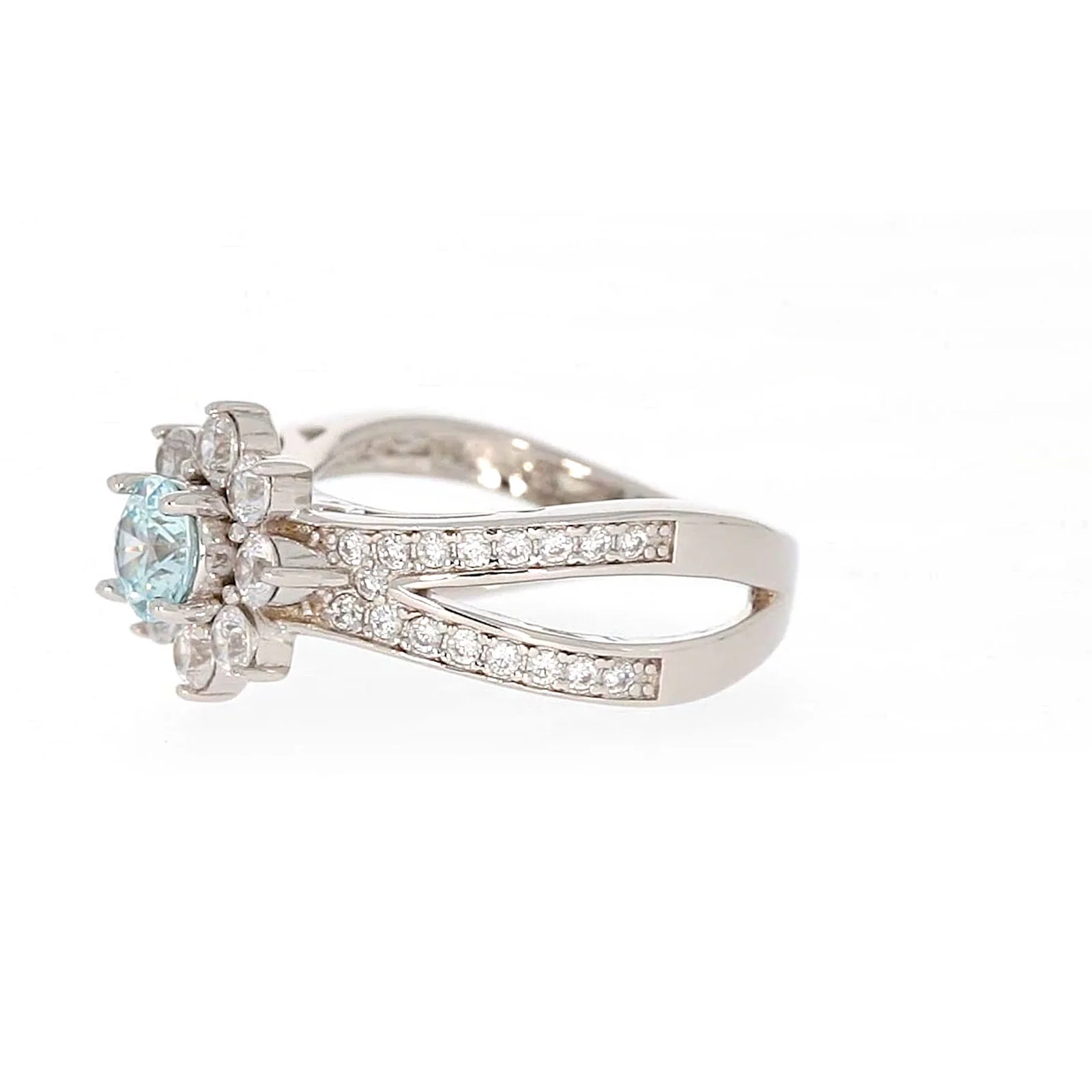 Sterling Silver Light Blue Cubic Zirconia Ring - Image 14