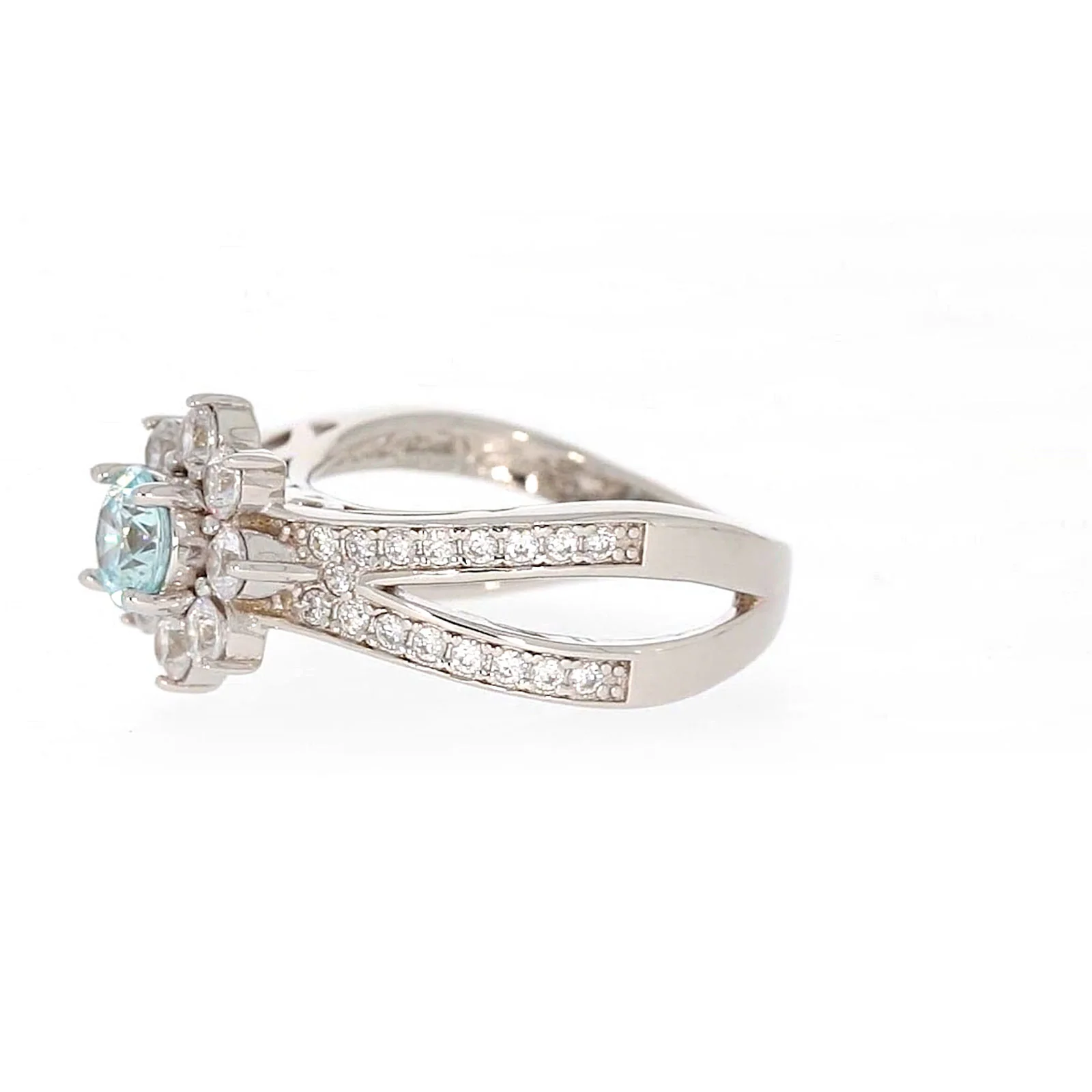 Sterling Silver Light Blue Cubic Zirconia Ring - Image 15