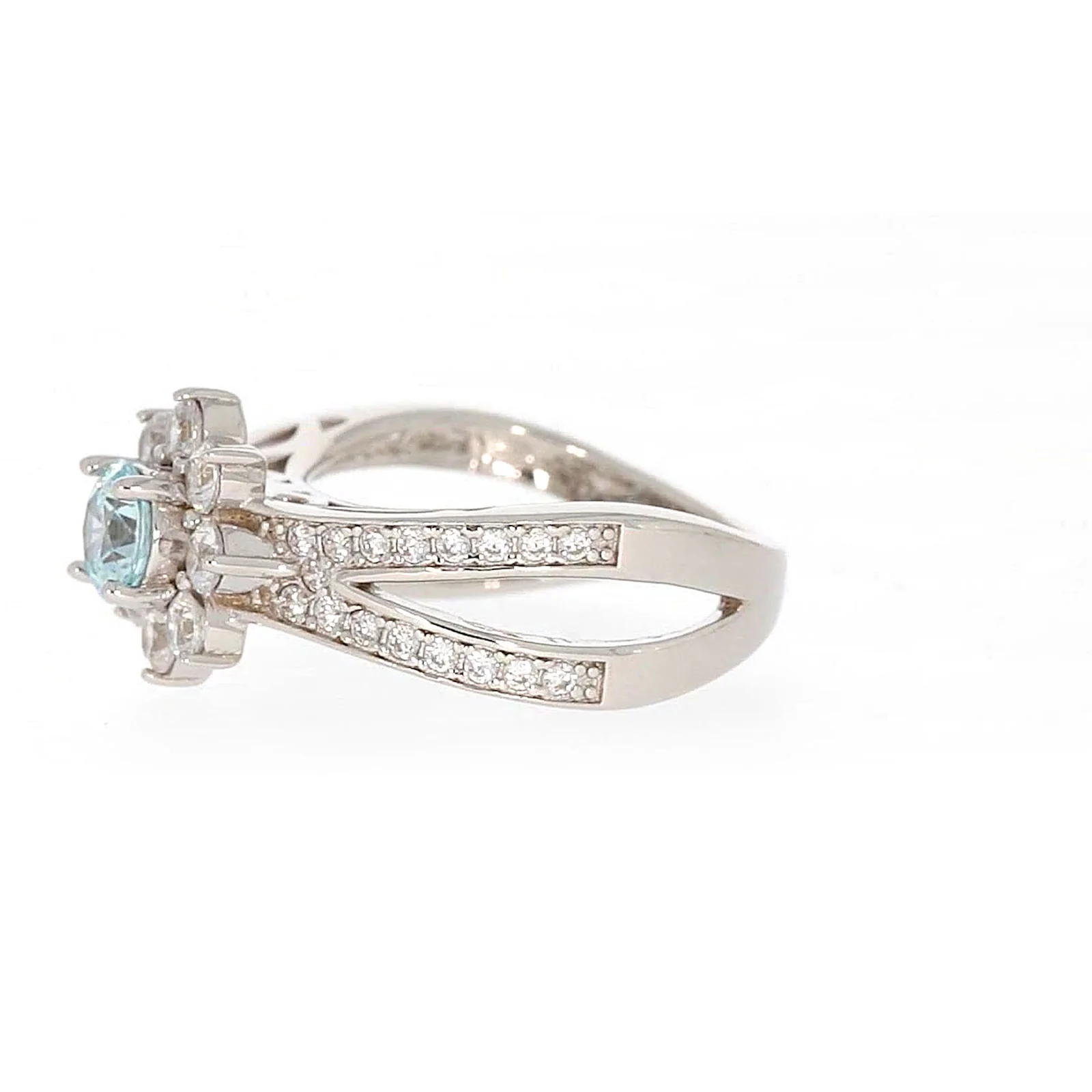 Sterling Silver Light Blue Cubic Zirconia Ring - Image 16