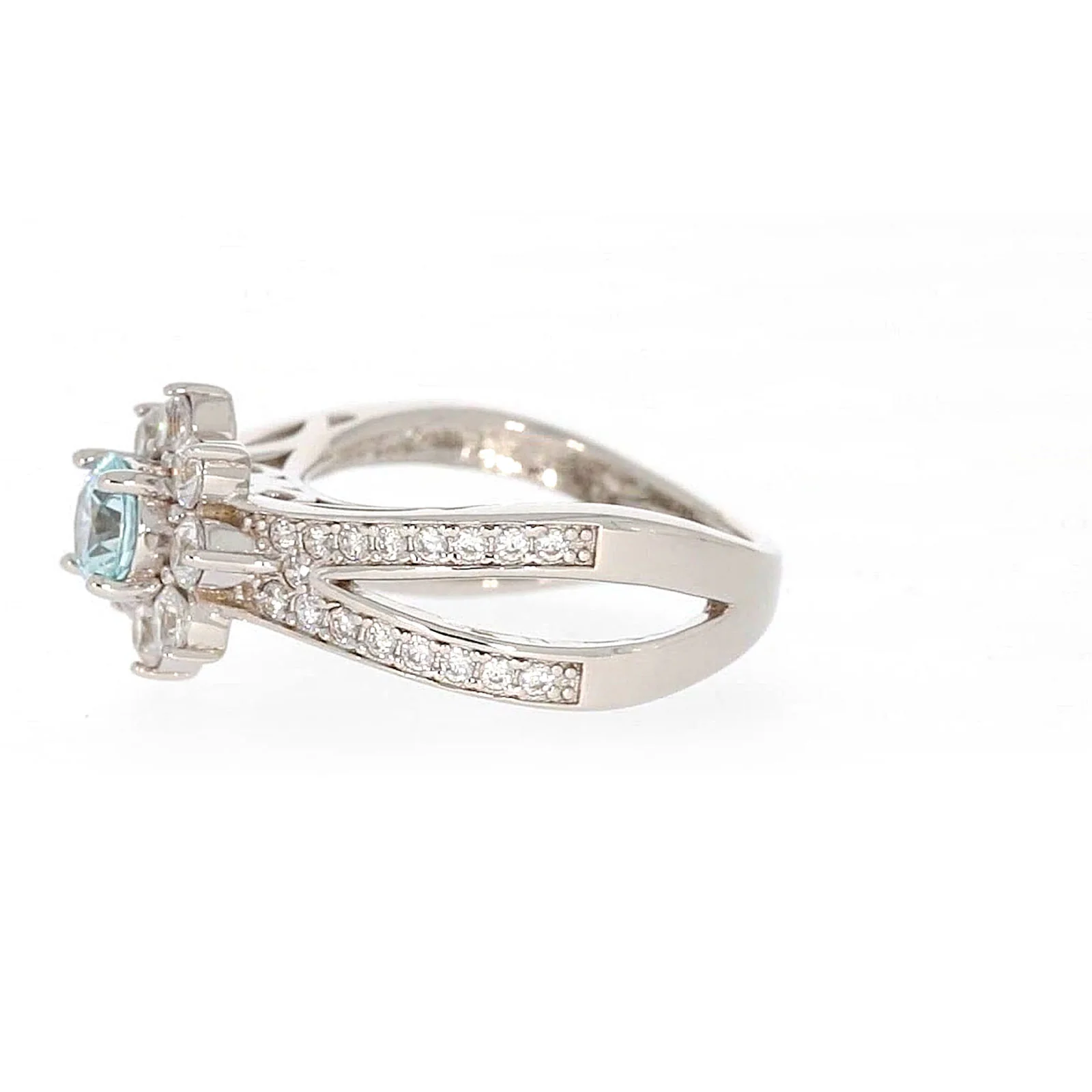 Sterling Silver Light Blue Cubic Zirconia Ring - Image 17
