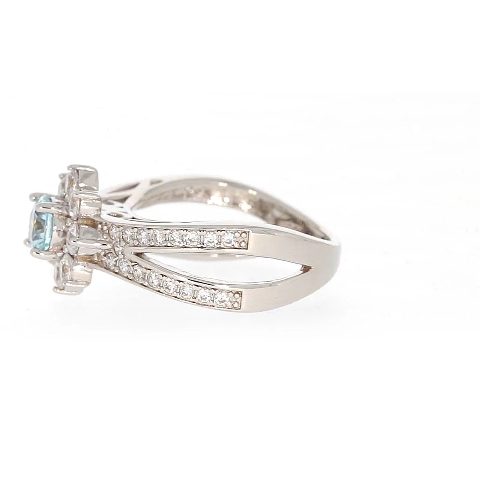 Sterling Silver Light Blue Cubic Zirconia Ring - Image 18