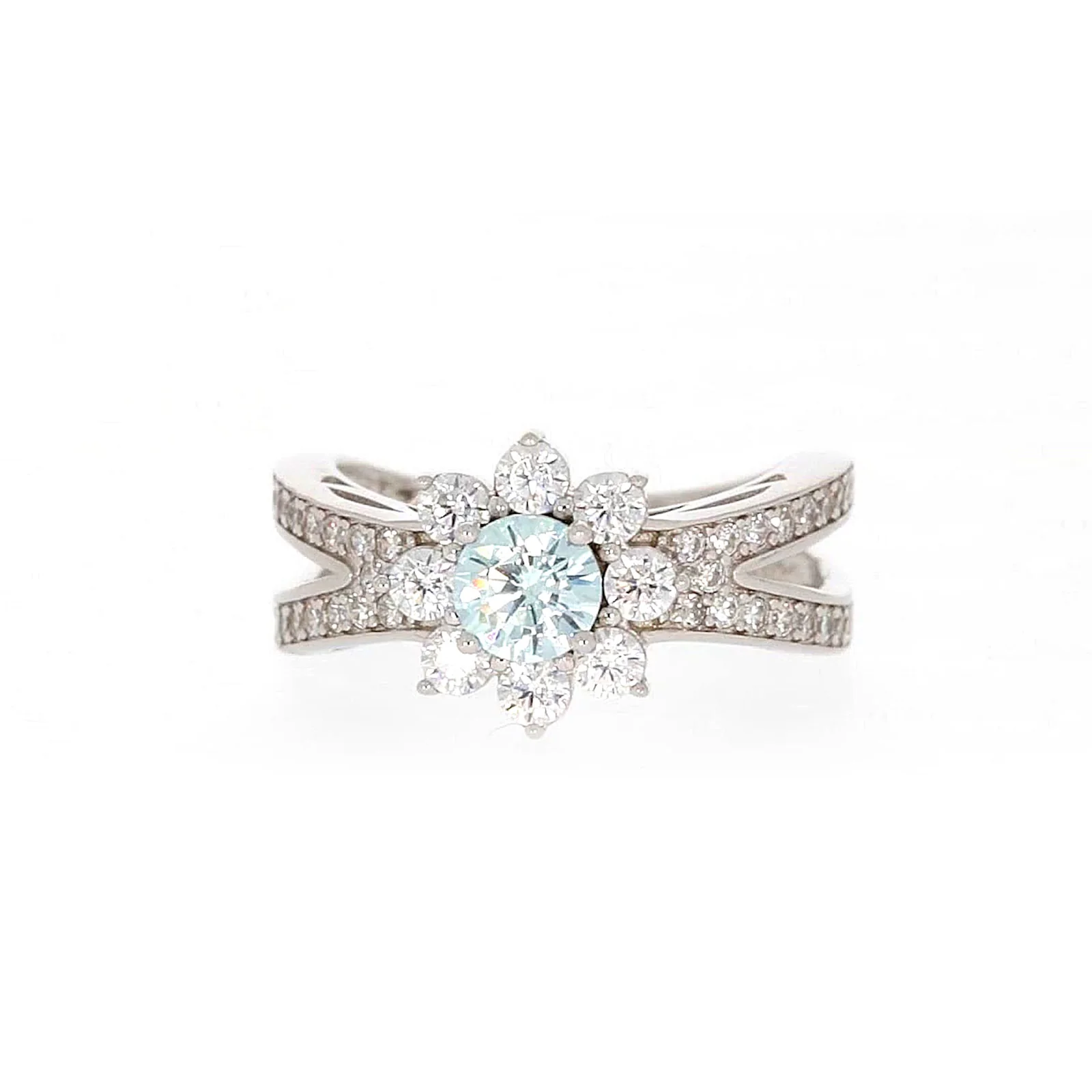Sterling Silver Light Blue Cubic Zirconia Ring - Image 2