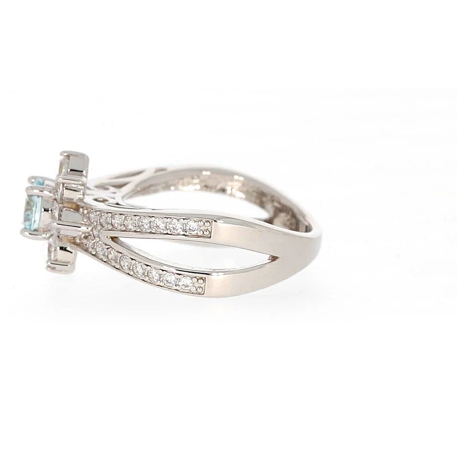 Sterling Silver Light Blue Cubic Zirconia Ring - Image 20