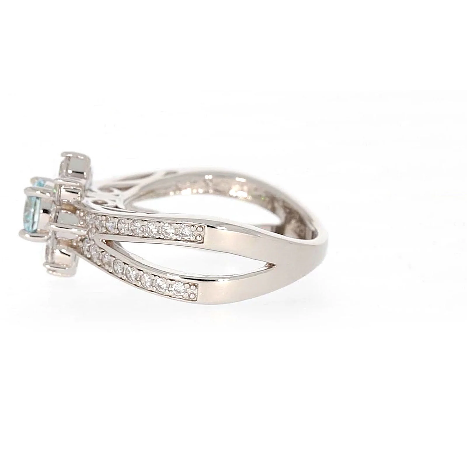 Sterling Silver Light Blue Cubic Zirconia Ring - Image 21