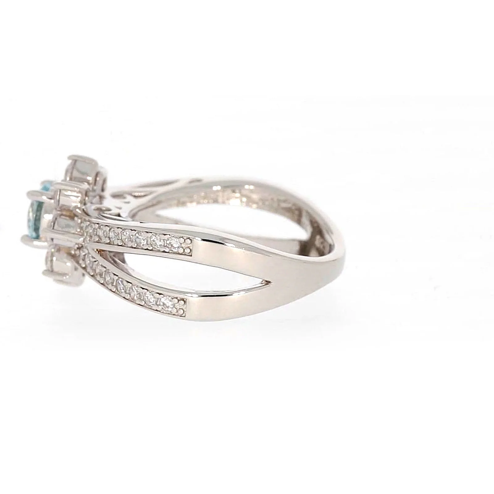 Sterling Silver Light Blue Cubic Zirconia Ring - Image 23