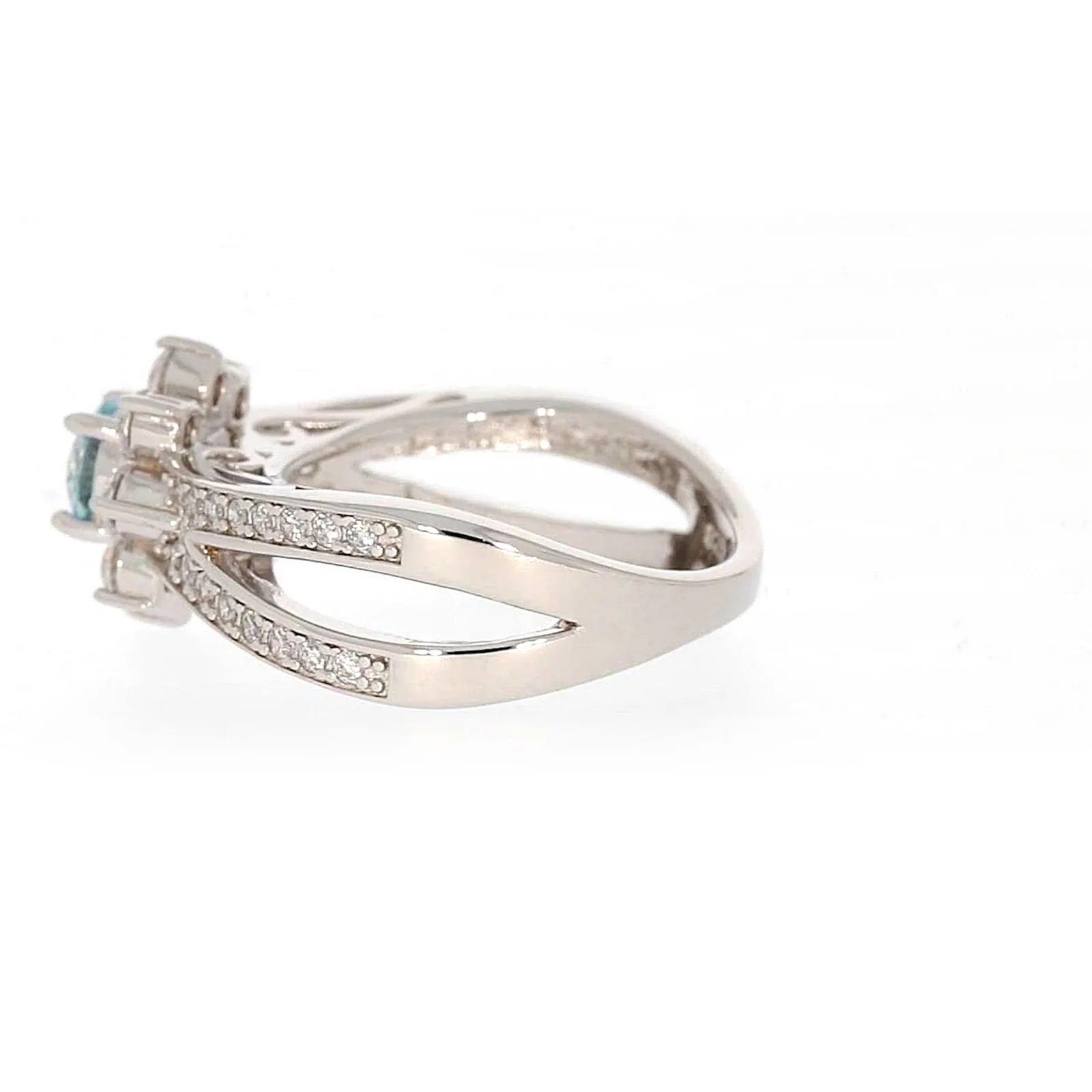 Sterling Silver Light Blue Cubic Zirconia Ring - Image 24