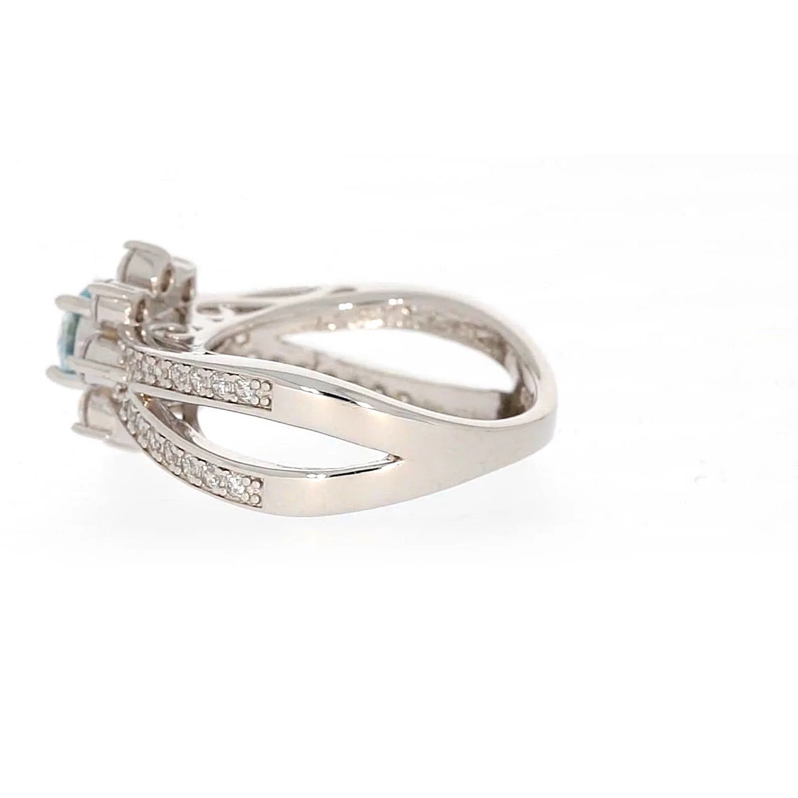 Sterling Silver Light Blue Cubic Zirconia Ring - Image 25