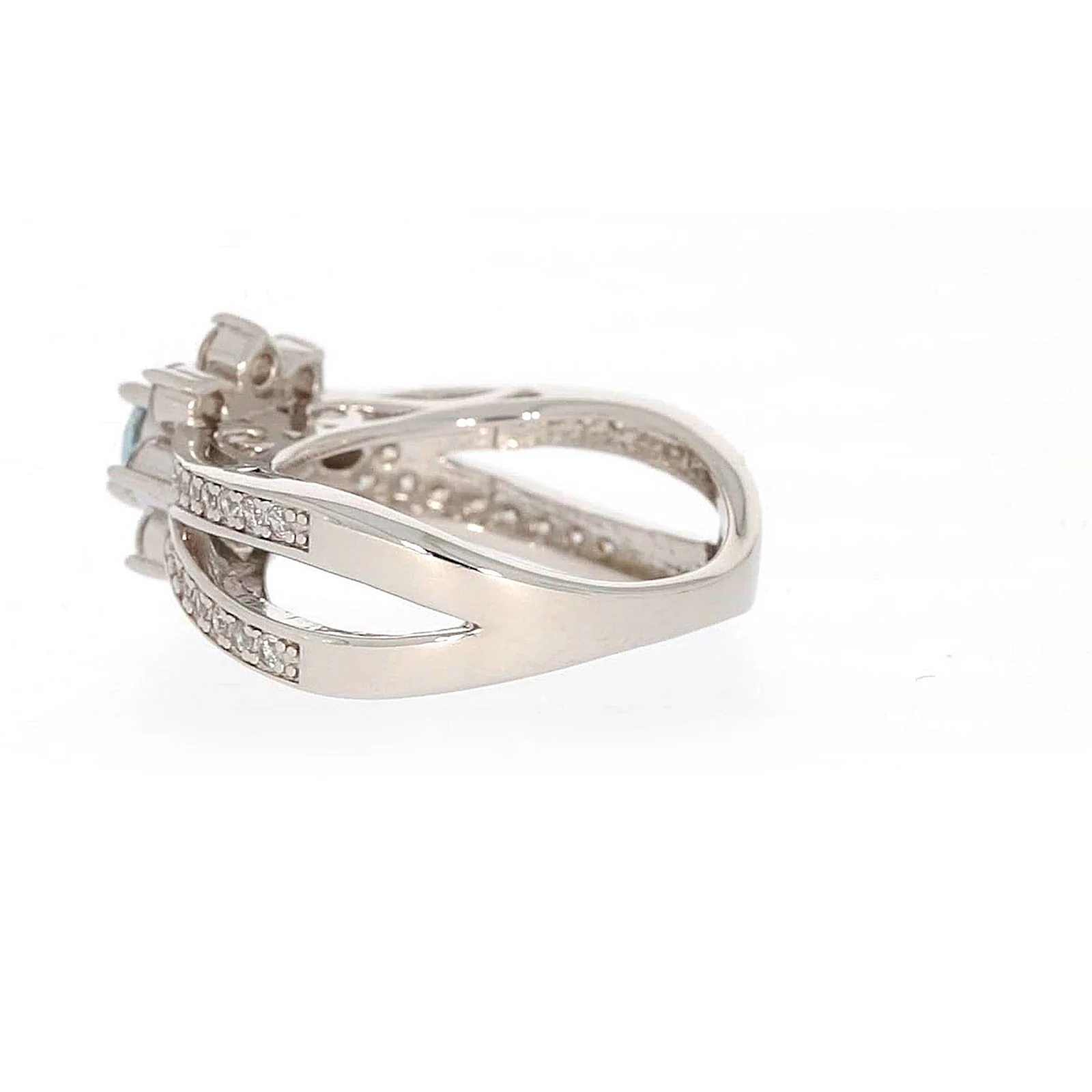 Sterling Silver Light Blue Cubic Zirconia Ring - Image 28