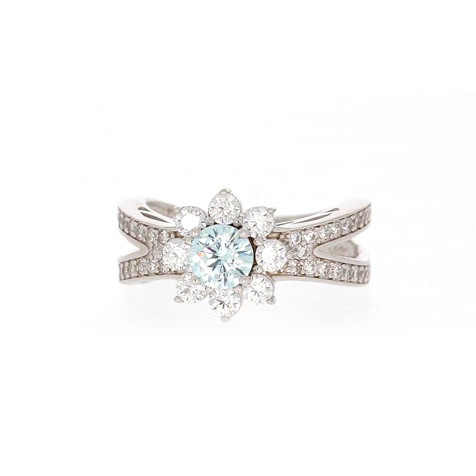 Sterling Silver Light Blue Cubic Zirconia Ring - Image 3