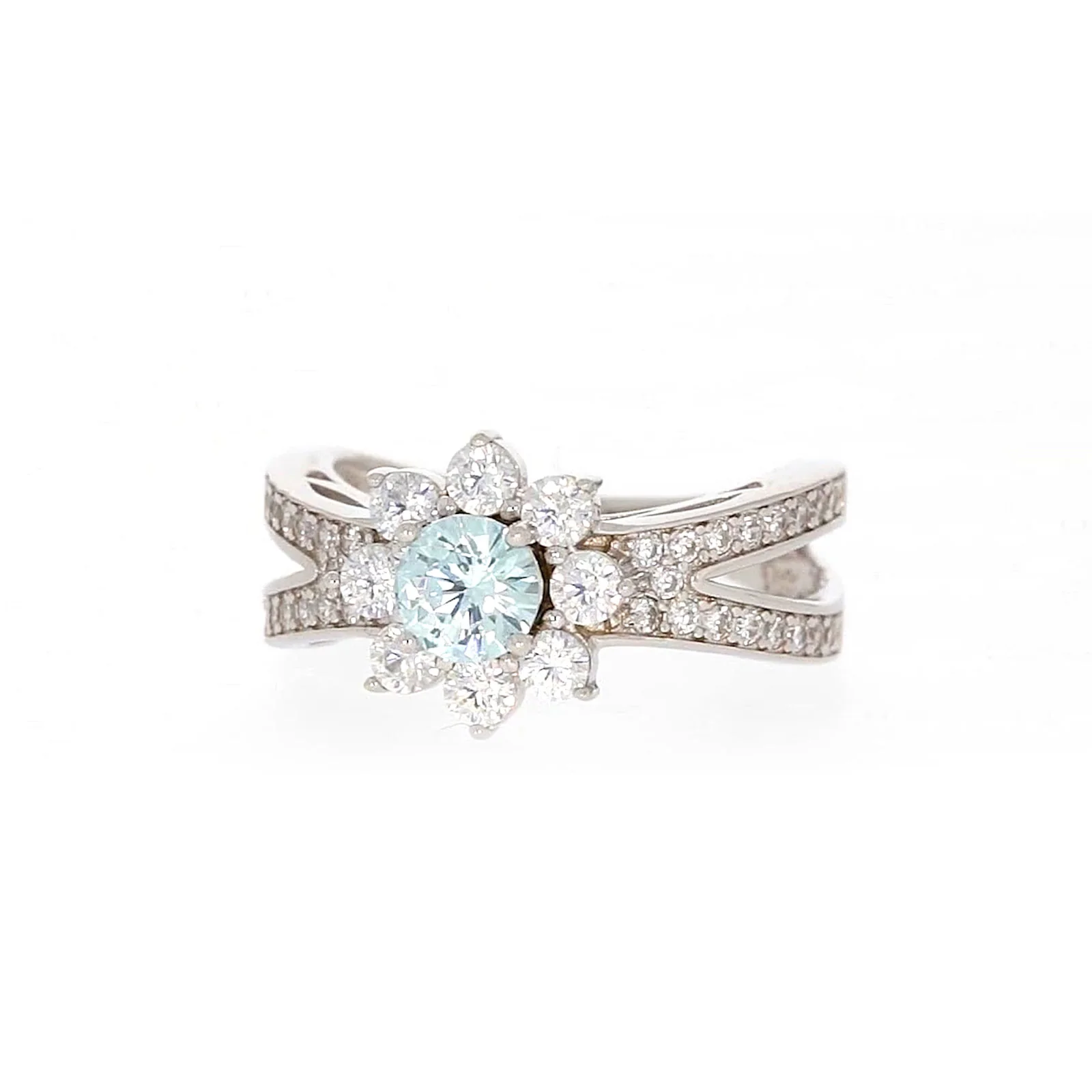 Sterling Silver Light Blue Cubic Zirconia Ring - Image 4