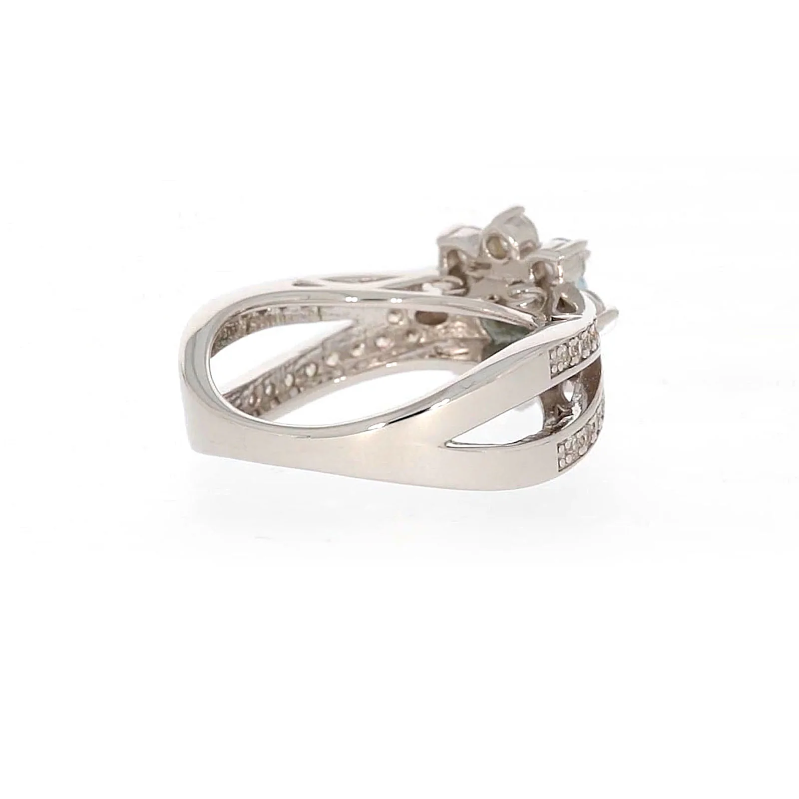 Sterling Silver Light Blue Cubic Zirconia Ring - Image 46