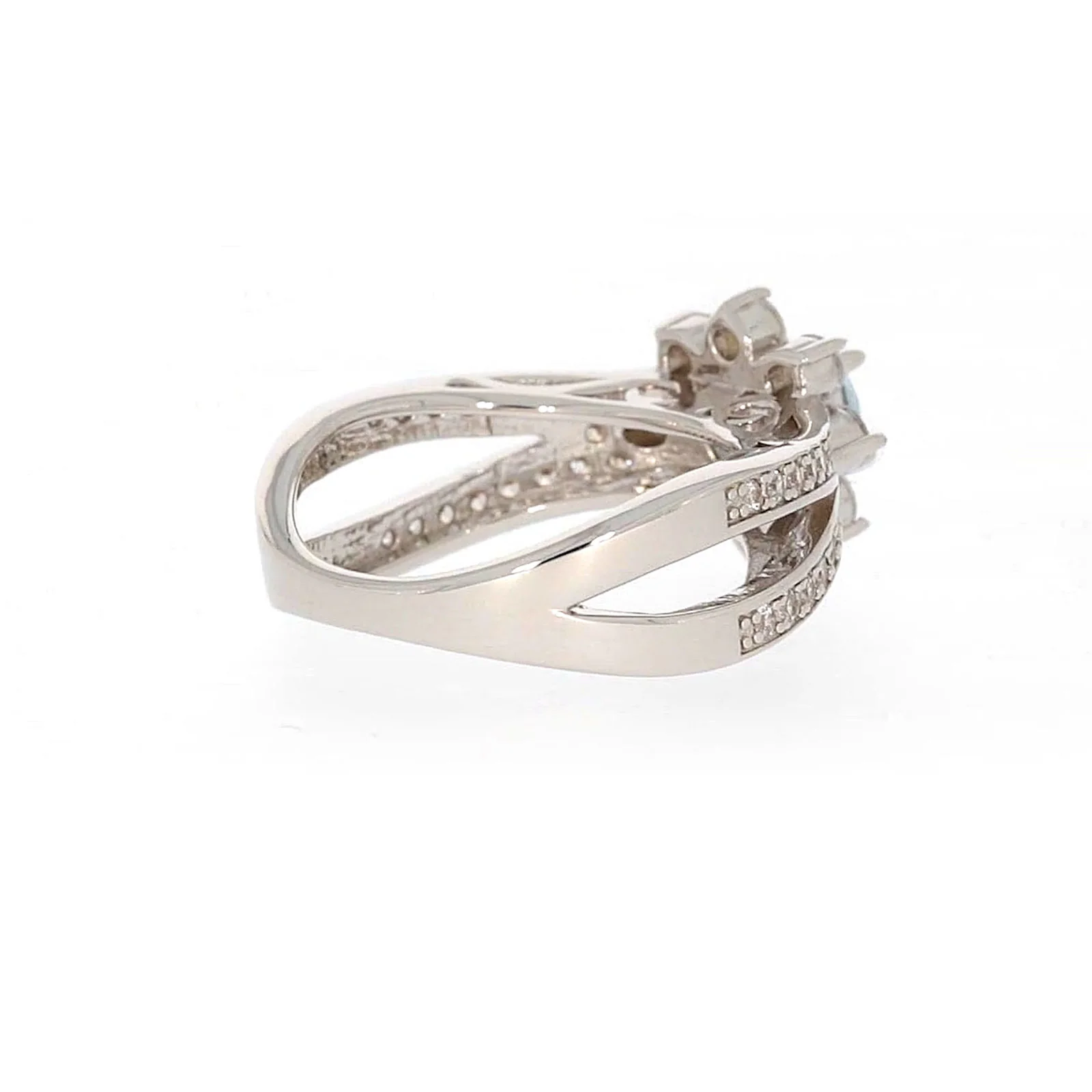 Sterling Silver Light Blue Cubic Zirconia Ring - Image 48