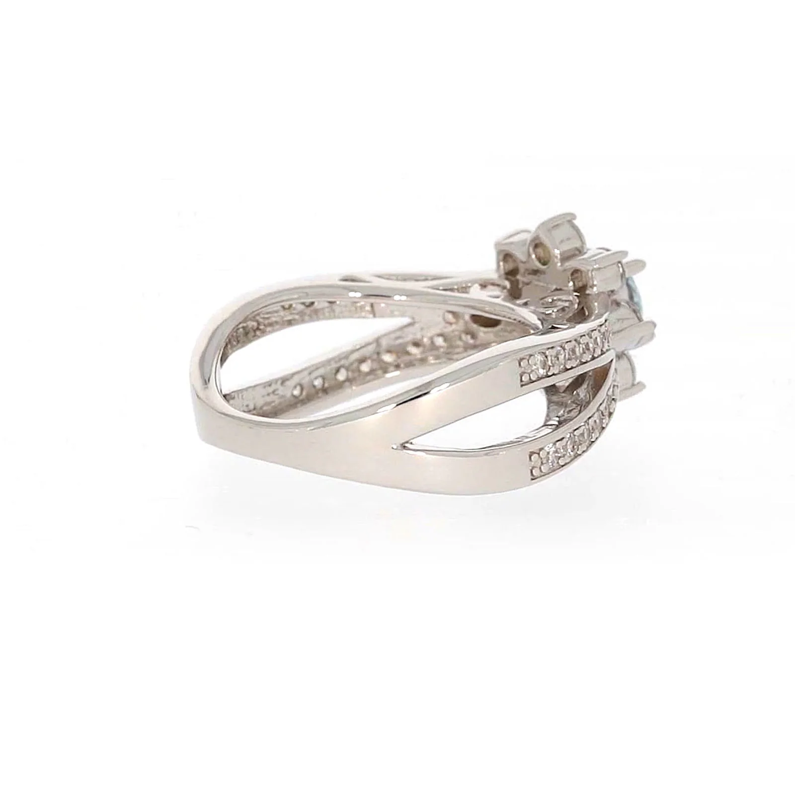 Sterling Silver Light Blue Cubic Zirconia Ring - Image 49