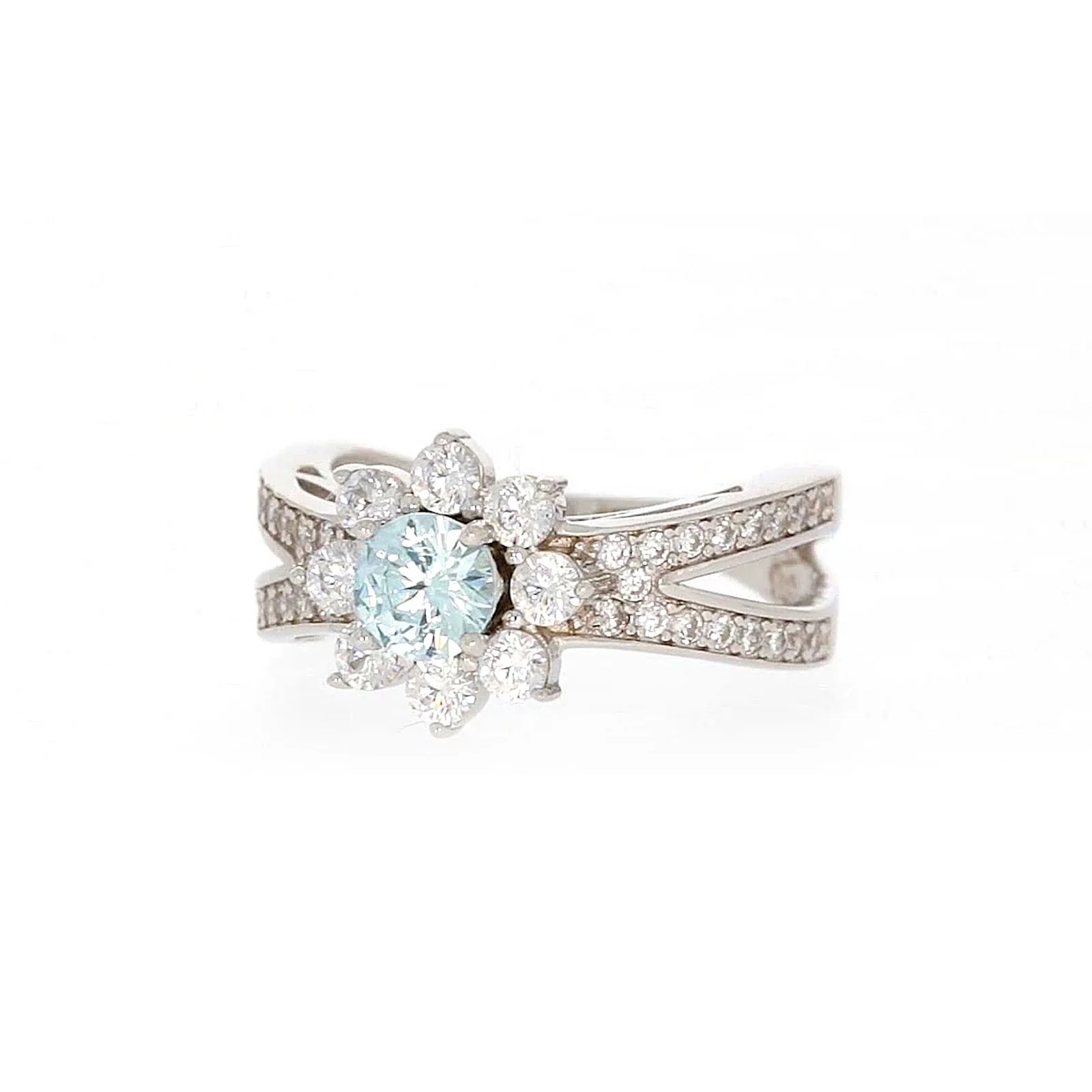 Sterling Silver Light Blue Cubic Zirconia Ring - Image 5