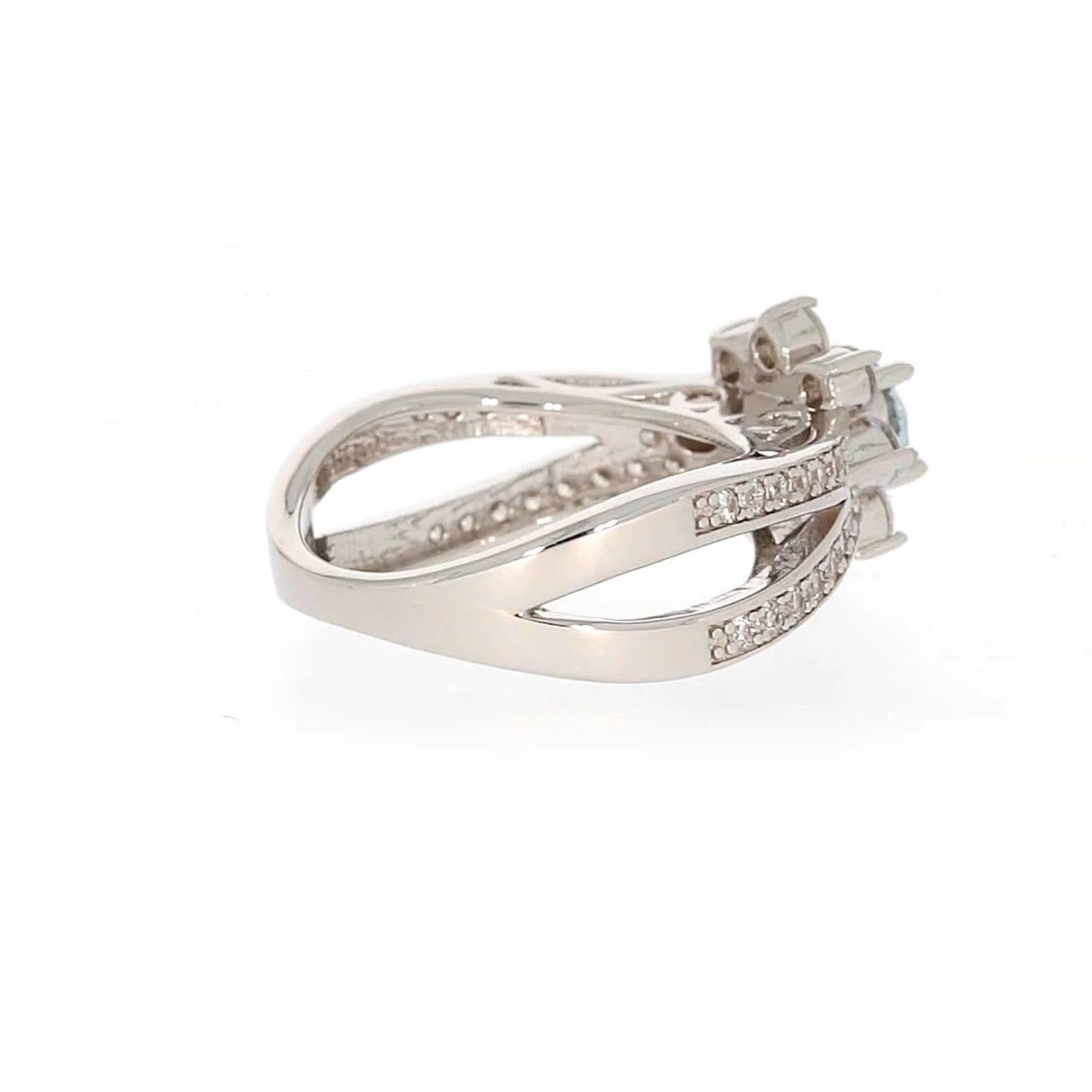 Sterling Silver Light Blue Cubic Zirconia Ring - Image 50
