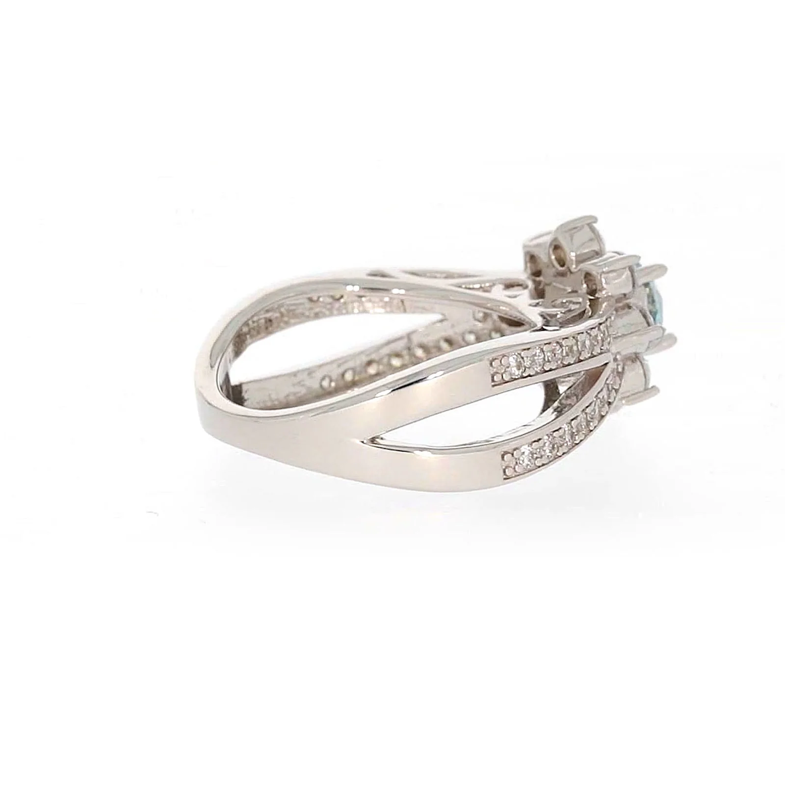 Sterling Silver Light Blue Cubic Zirconia Ring - Image 51