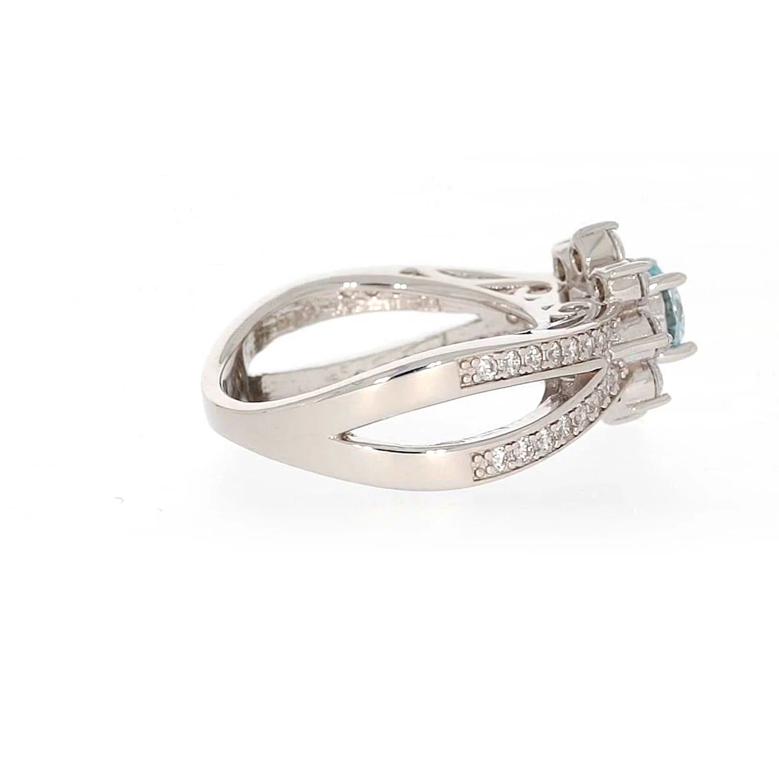 Sterling Silver Light Blue Cubic Zirconia Ring - Image 53