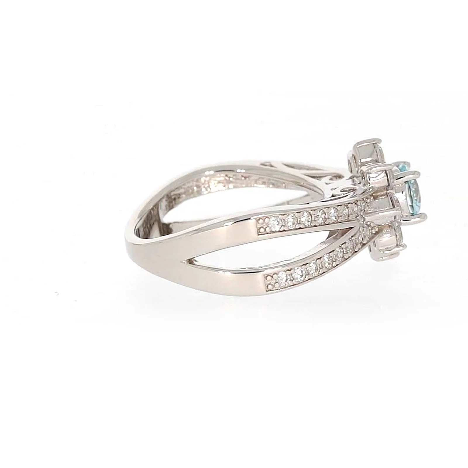 Sterling Silver Light Blue Cubic Zirconia Ring - Image 55