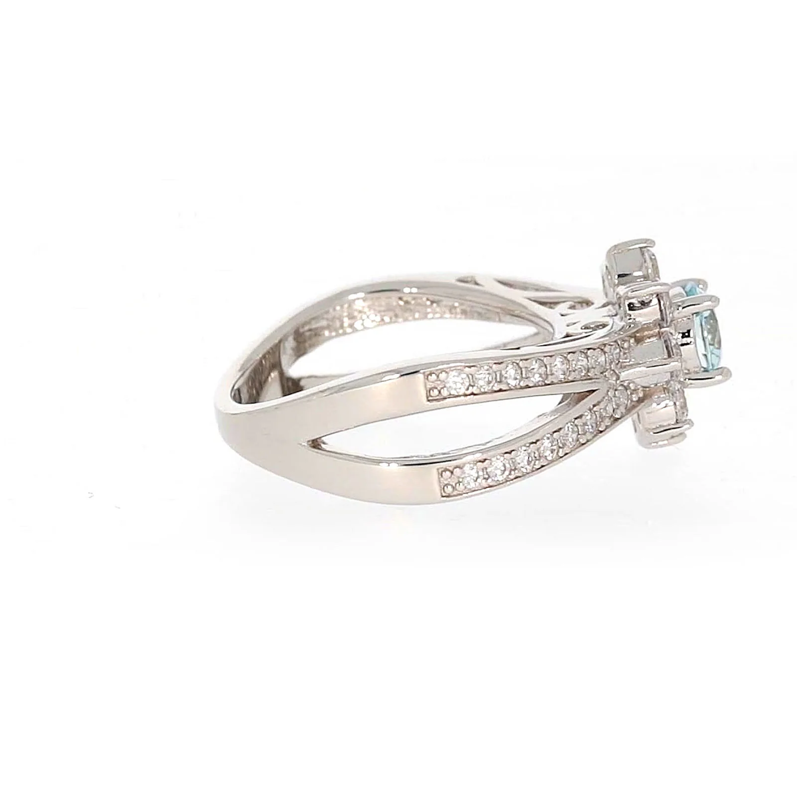 Sterling Silver Light Blue Cubic Zirconia Ring - Image 56