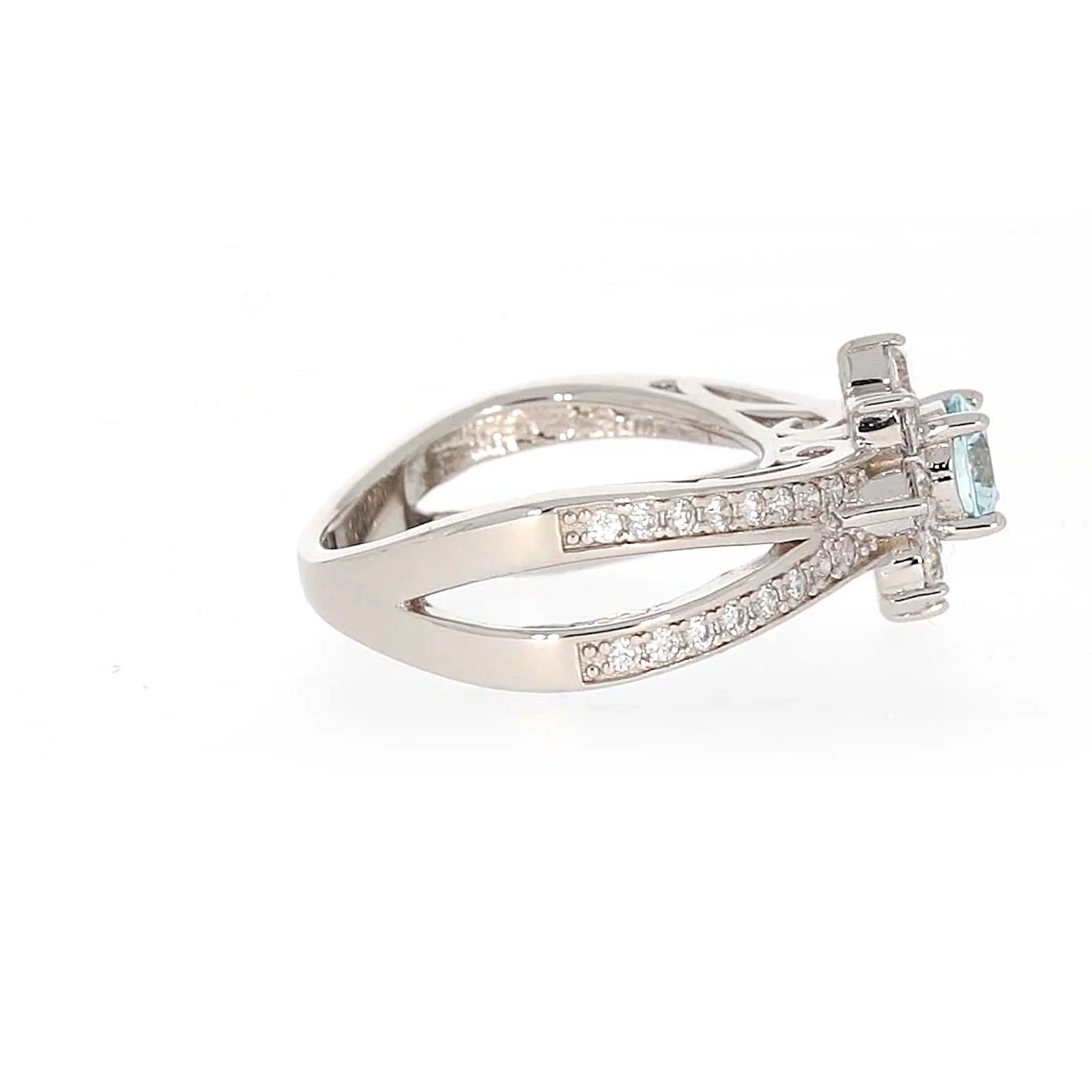 Sterling Silver Light Blue Cubic Zirconia Ring - Image 57