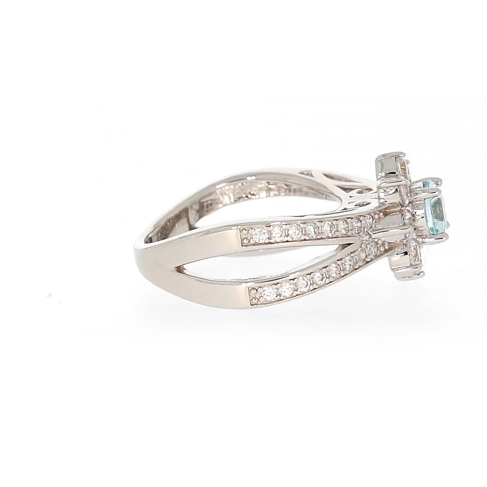Sterling Silver Light Blue Cubic Zirconia Ring - Image 58