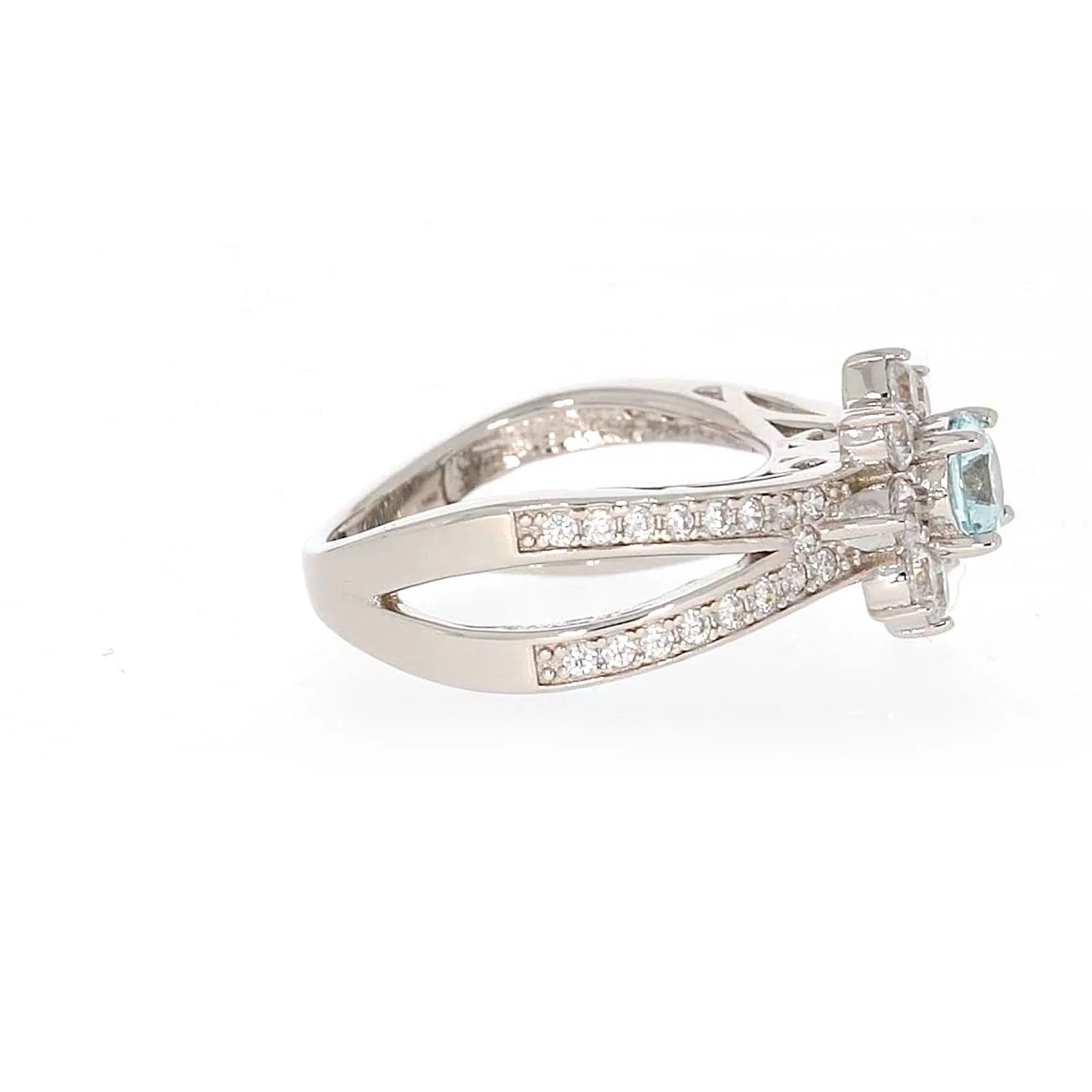 Sterling Silver Light Blue Cubic Zirconia Ring - Image 59