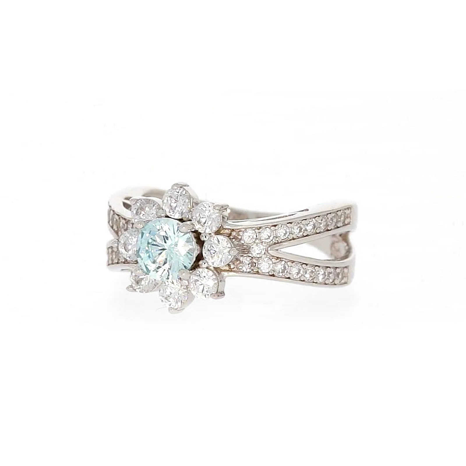 Sterling Silver Light Blue Cubic Zirconia Ring - Image 6