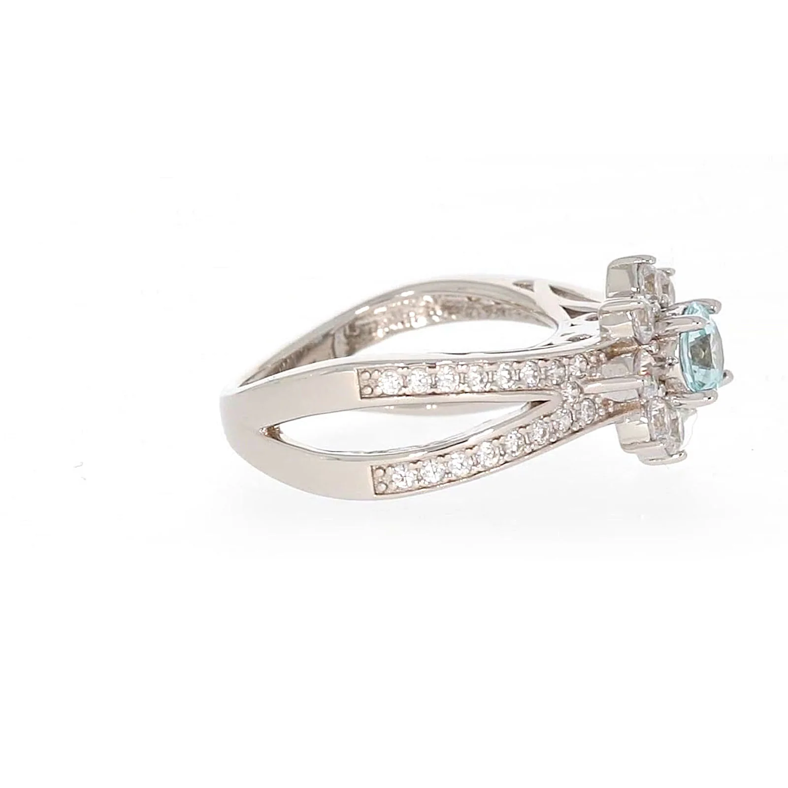 Sterling Silver Light Blue Cubic Zirconia Ring - Image 60