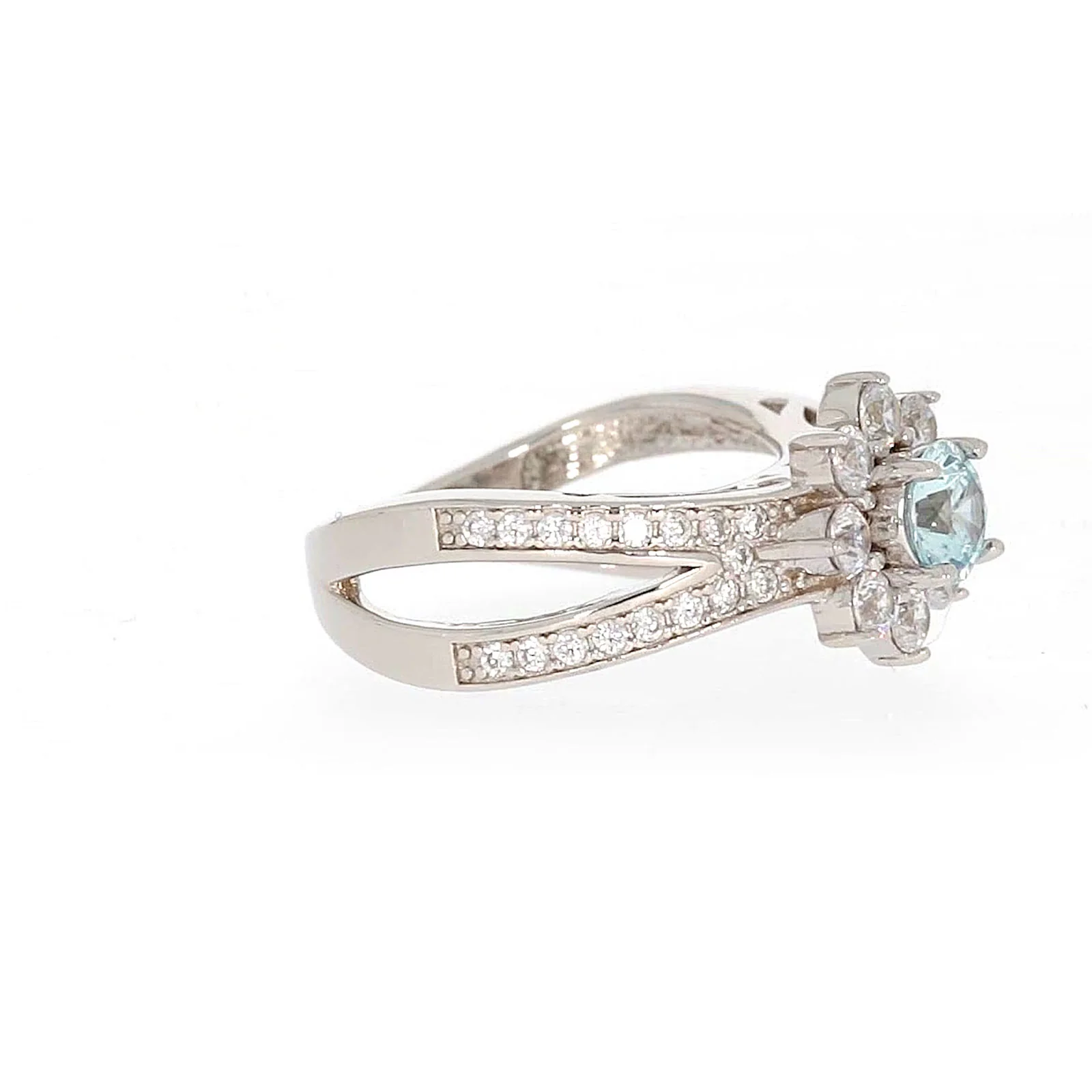 Sterling Silver Light Blue Cubic Zirconia Ring - Image 63