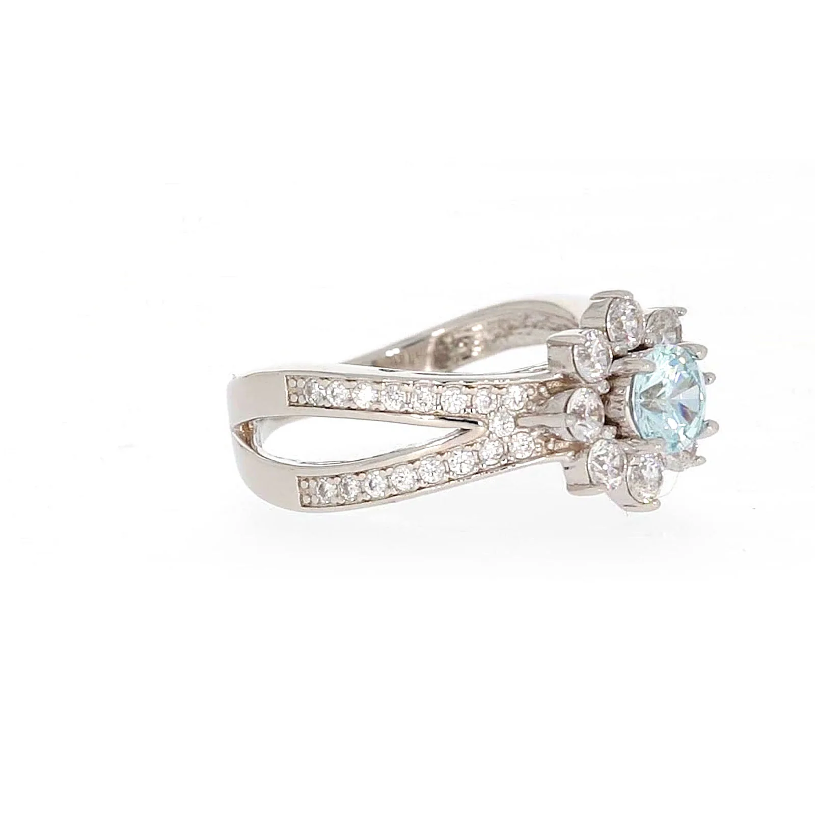 Sterling Silver Light Blue Cubic Zirconia Ring - Image 66