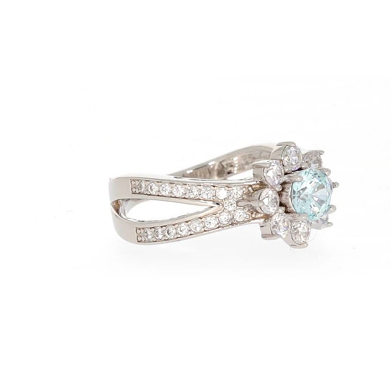 Sterling Silver Light Blue Cubic Zirconia Ring - Image 67