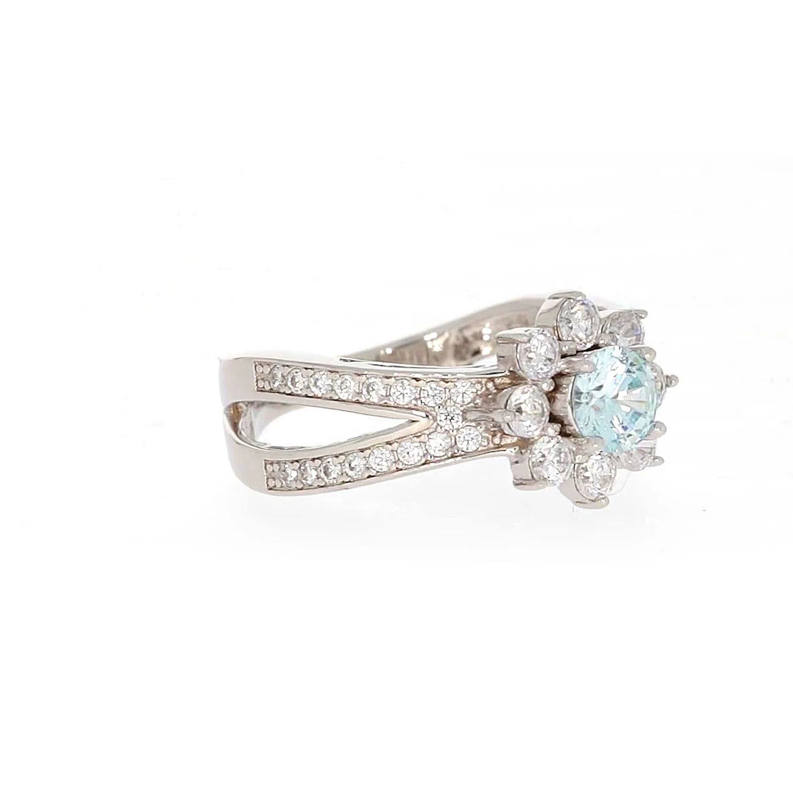 Sterling Silver Light Blue Cubic Zirconia Ring - Image 68