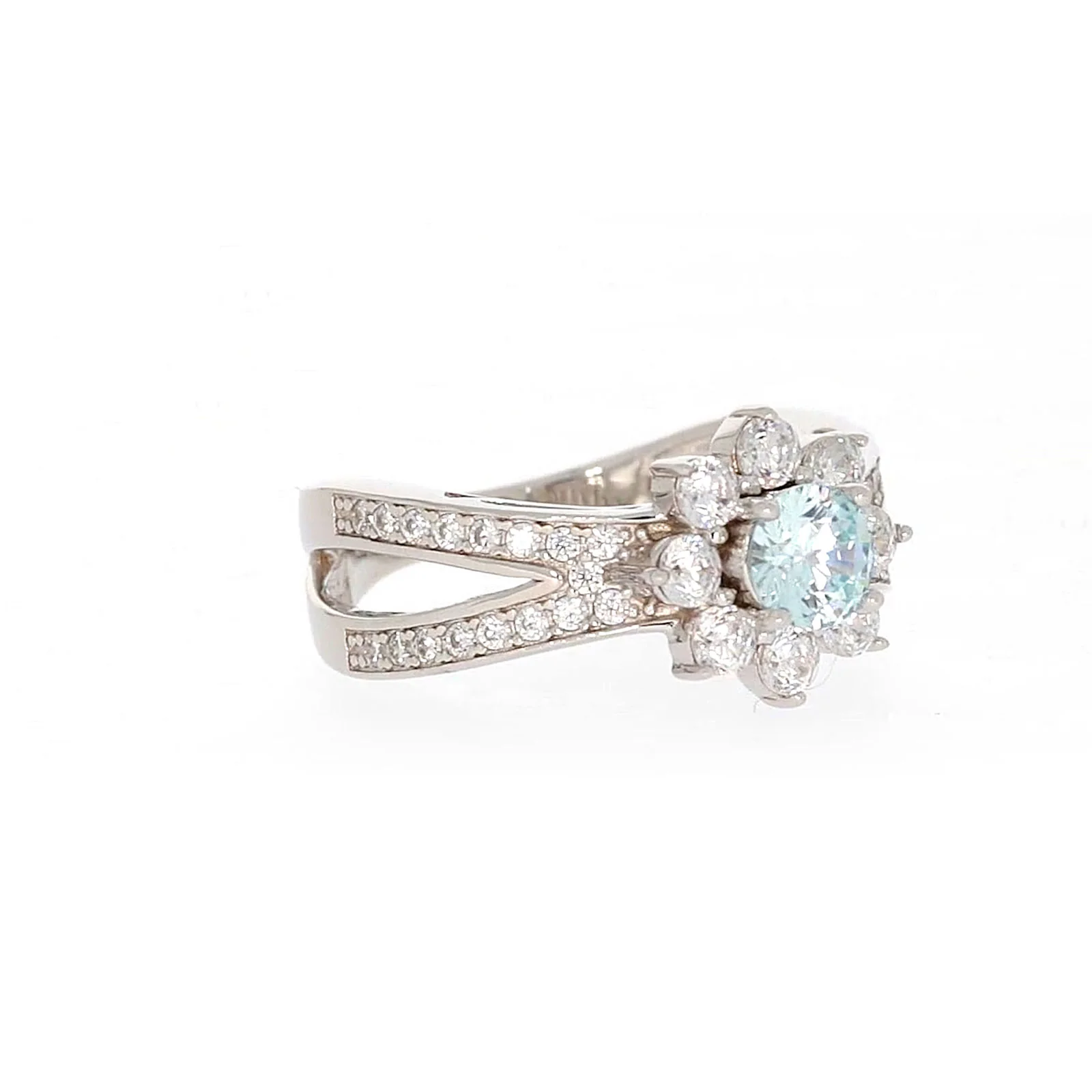 Sterling Silver Light Blue Cubic Zirconia Ring - Image 69
