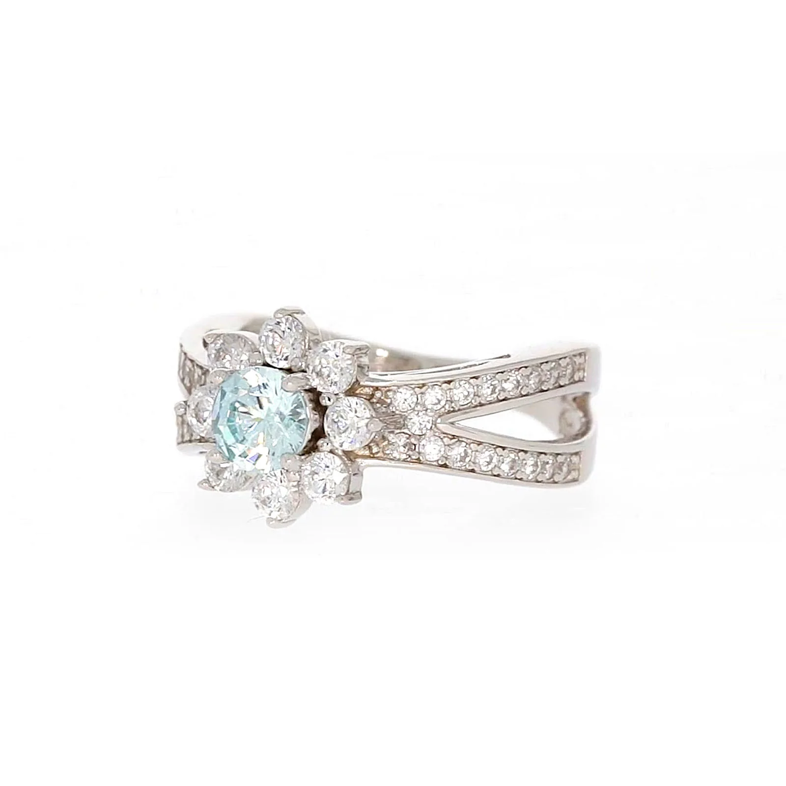 Sterling Silver Light Blue Cubic Zirconia Ring - Image 7