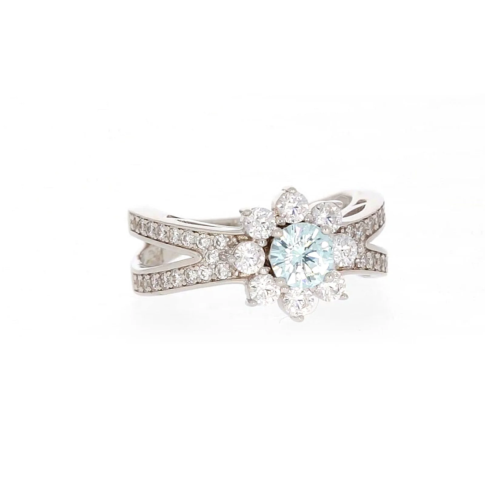 Sterling Silver Light Blue Cubic Zirconia Ring - Image 73
