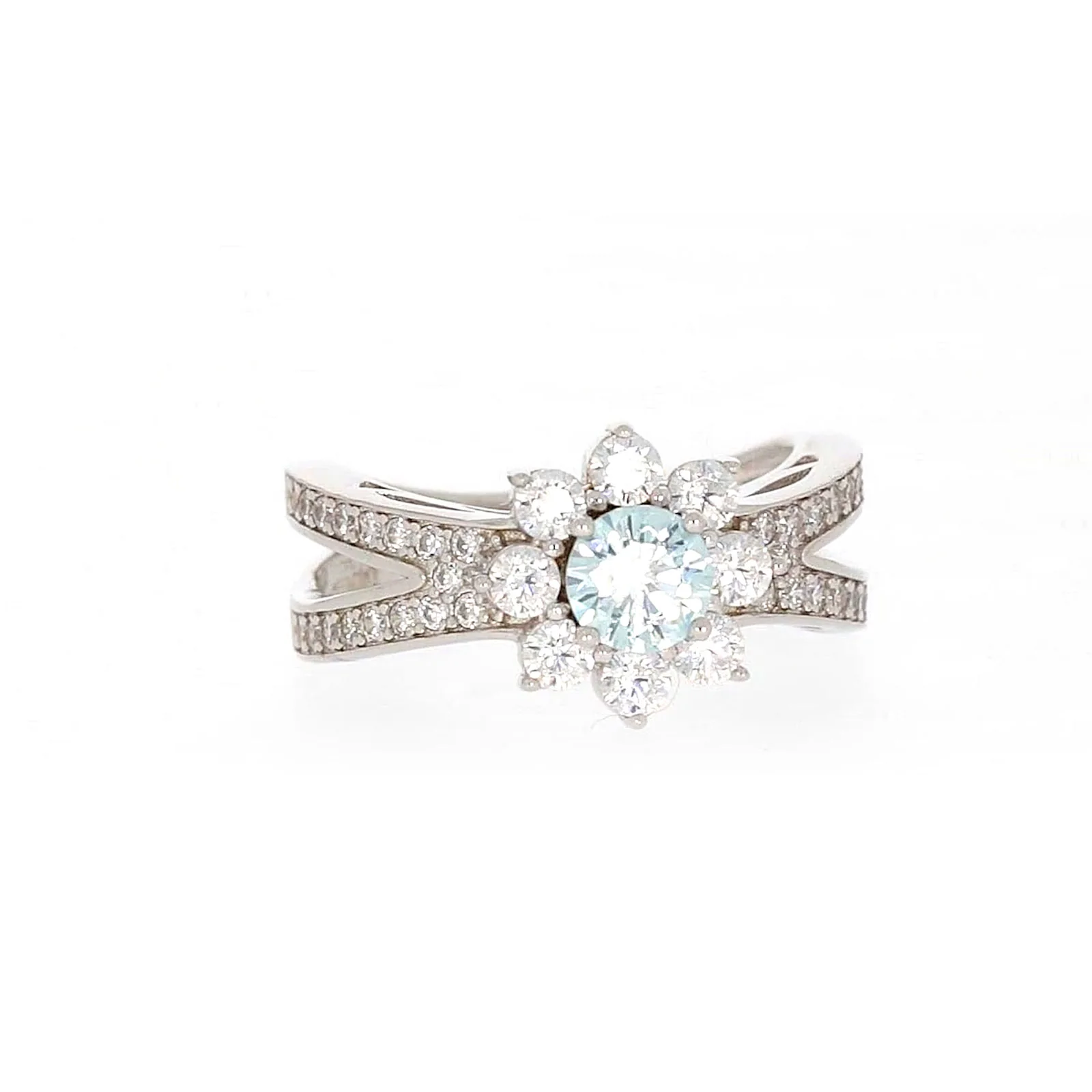 Sterling Silver Light Blue Cubic Zirconia Ring - Image 74