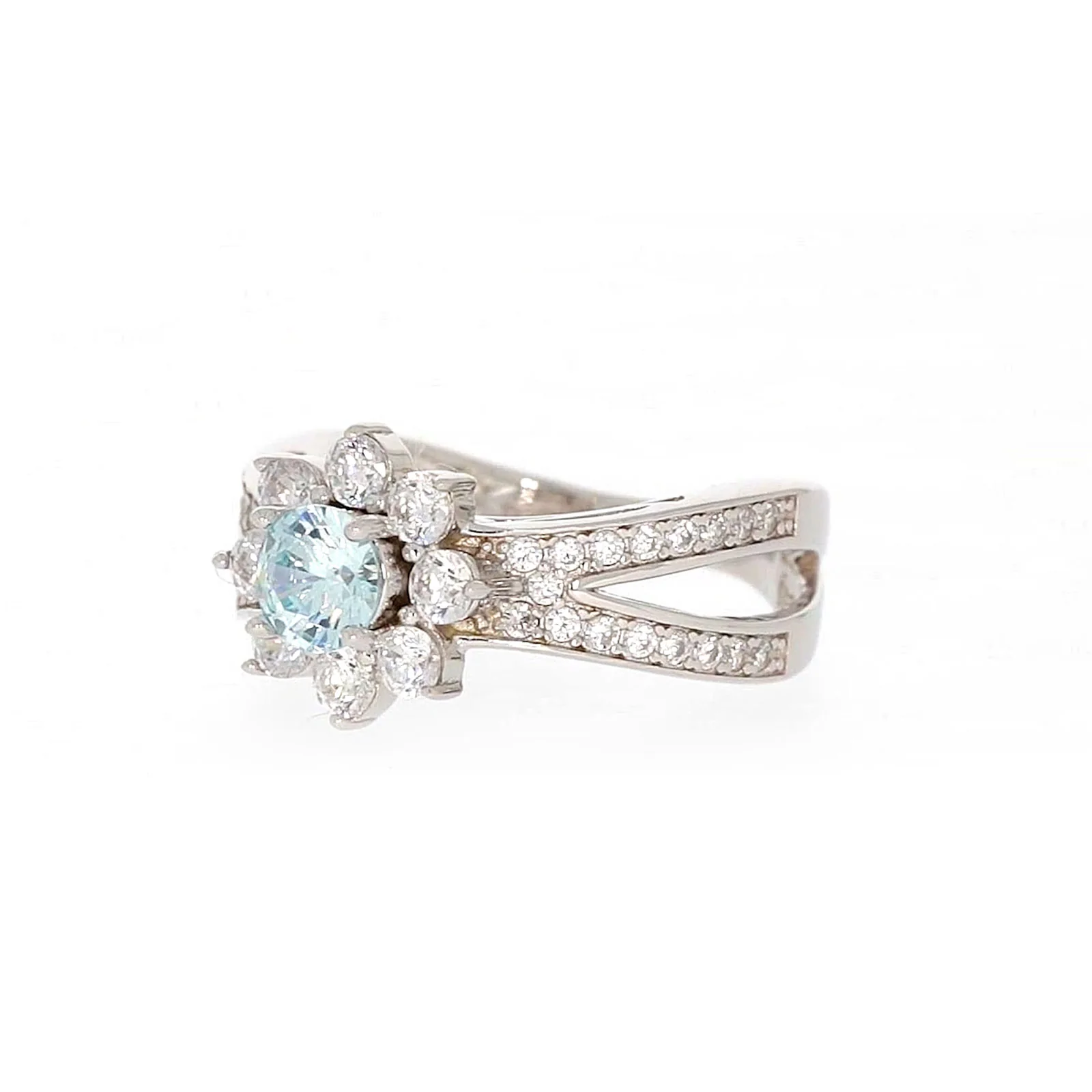 Sterling Silver Light Blue Cubic Zirconia Ring - Image 8