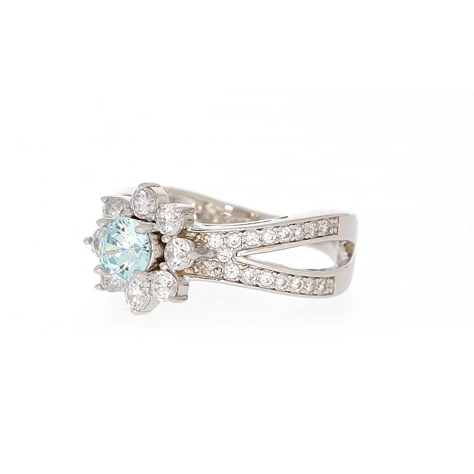 Sterling Silver Light Blue Cubic Zirconia Ring - Image 9