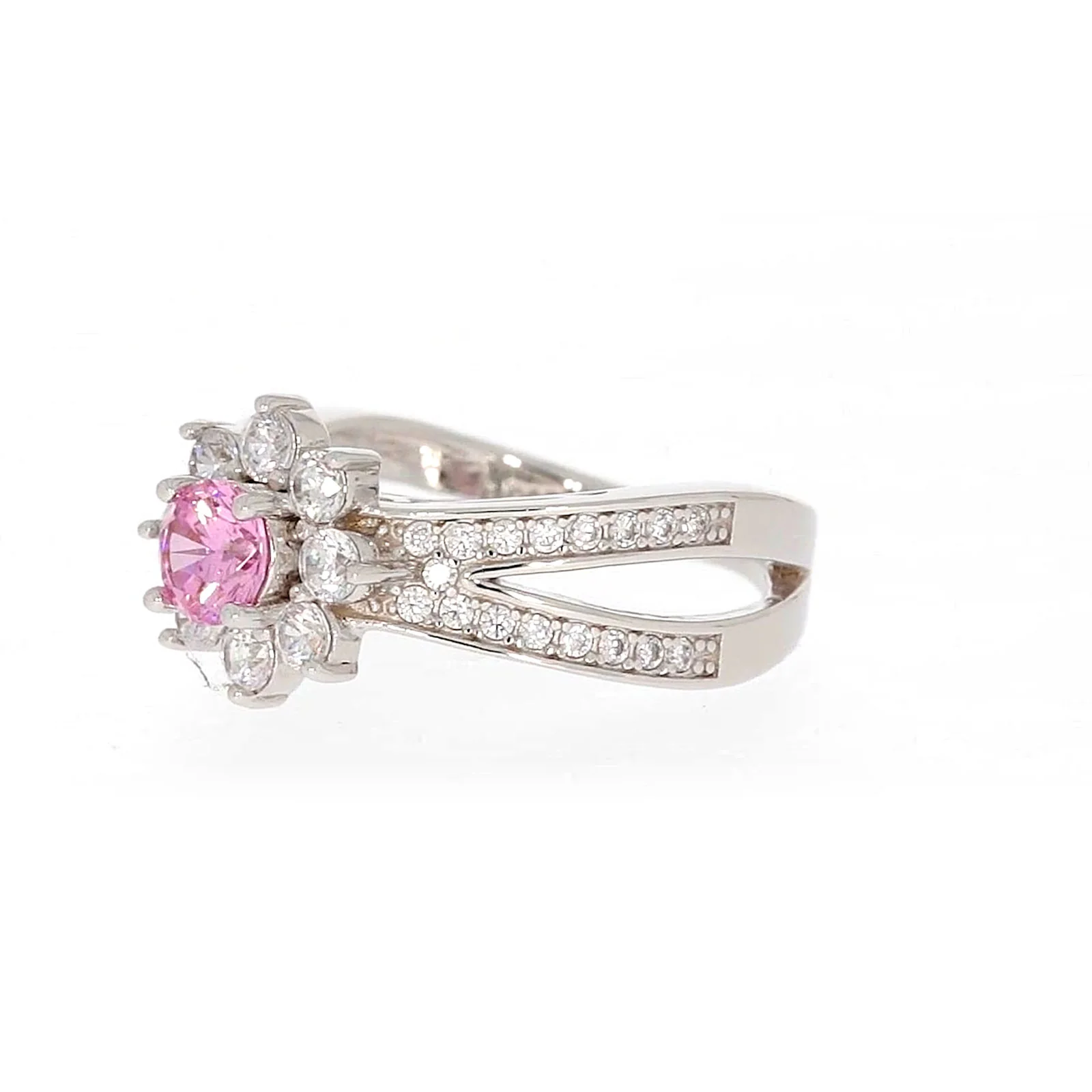 Sterling Silver Pink Cubic Zirconia Ring - Image 11